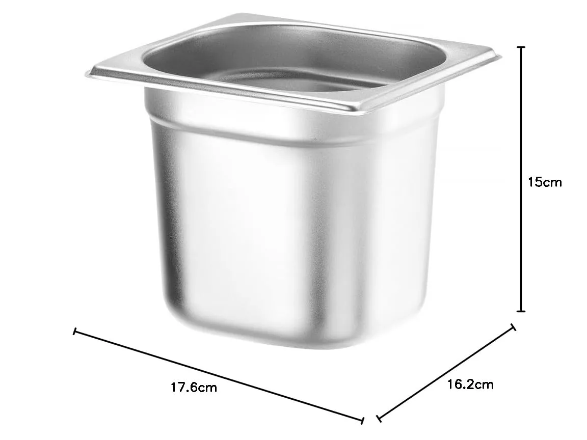 HENDI Contenitore Gastronorm GN 1/6, Budget Line, resistenza termica -40 °C a 250 °C, per forno e bagnomaria, 2,4L, 176x162x(H) 150mm, acciaio inox - immagine 4