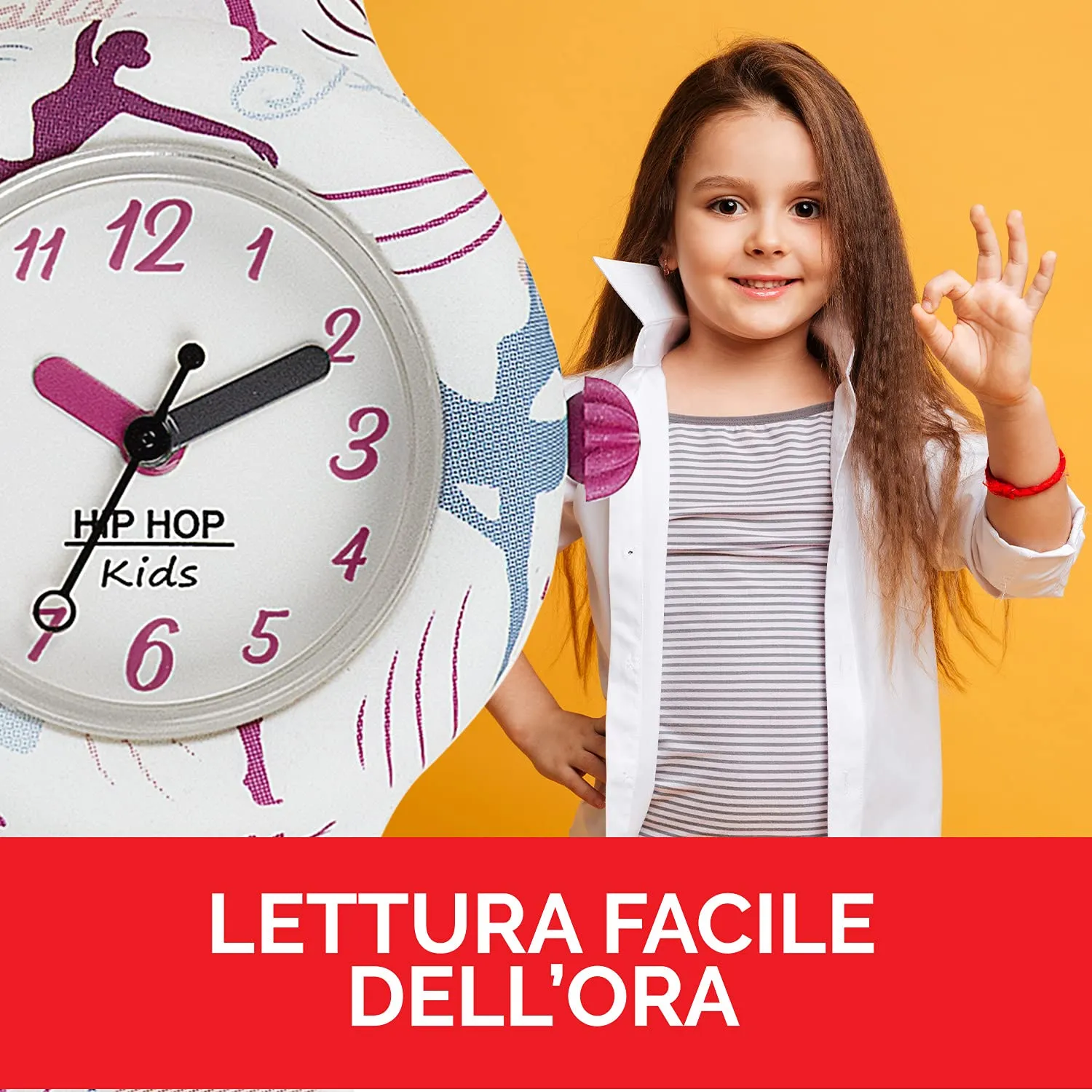HIP HOP, Collezione Kids Fun, Orologio Bambina Dancer, con Cinturino in Silicone Intercambiabile, Pratica Chiusura, Cassa 28 mm, Movimento al Quarzo, Resistente all'Acqua Fino a 50 m, con Fantasie - immagine 4