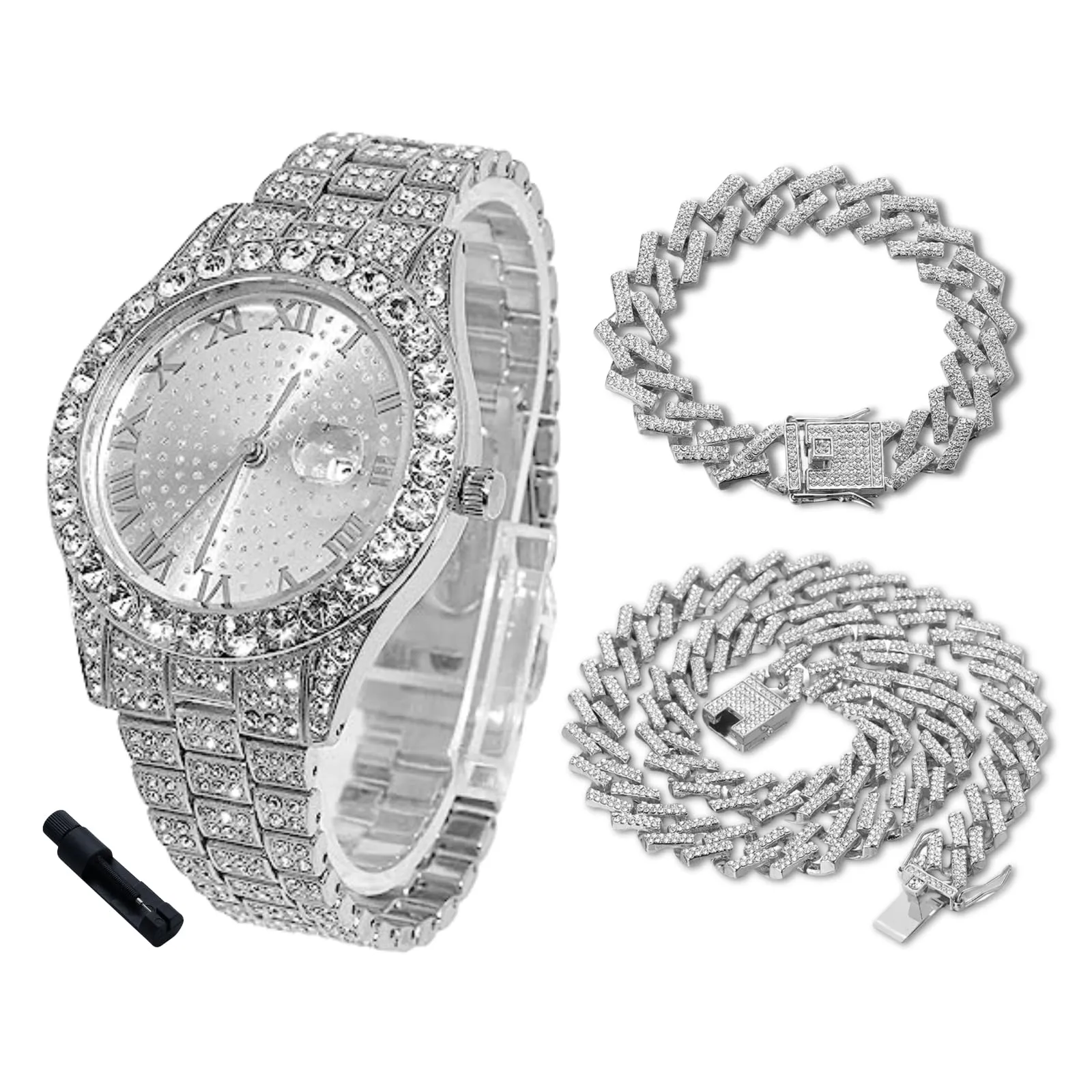 HALUKAKAH Orologio Diamanti Iced Out per Ragazzi - Quadrante Rotondo 42MM - immagine 1