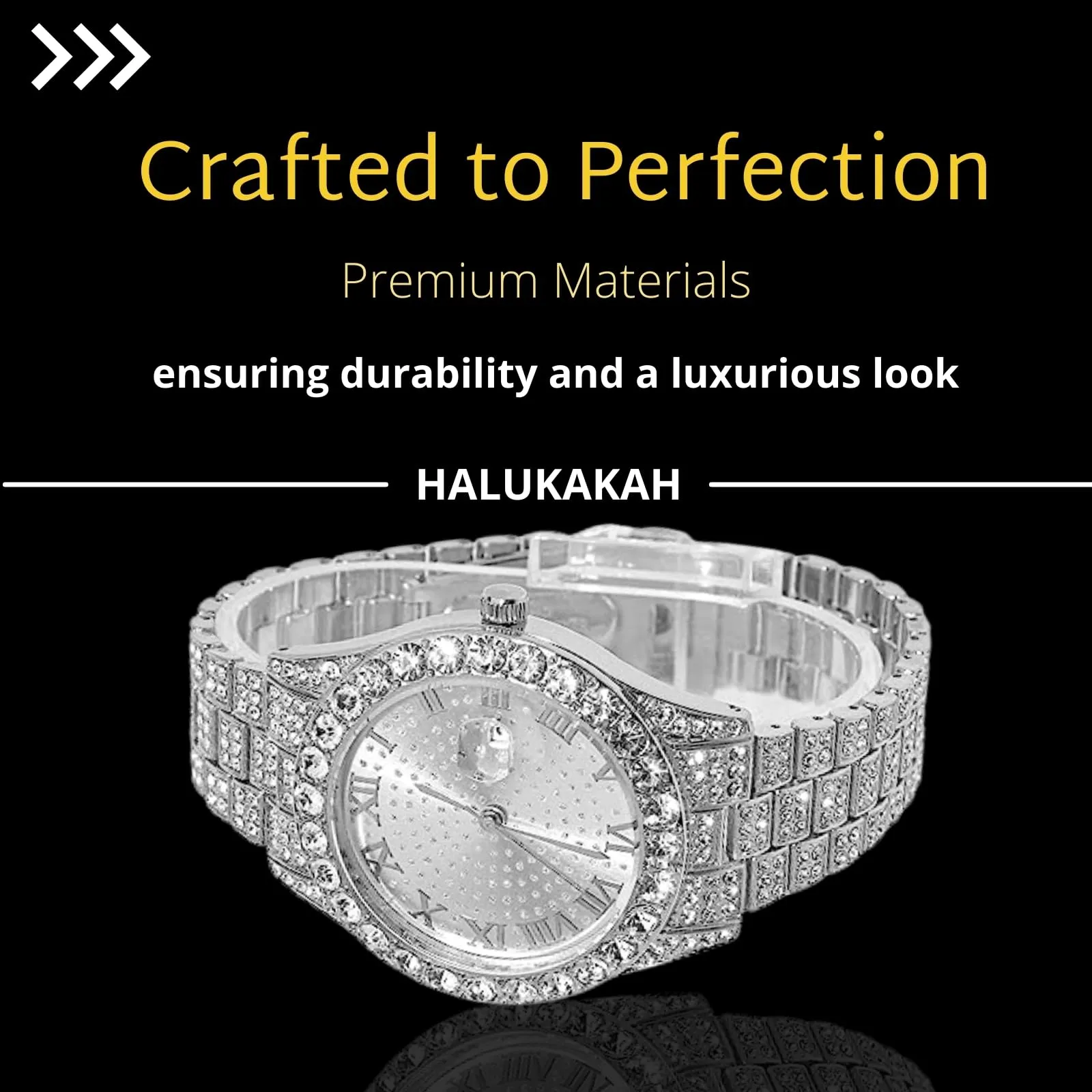 HALUKAKAH Orologio Diamanti Iced Out per Ragazzi - Quadrante Rotondo 42MM - immagine 4
