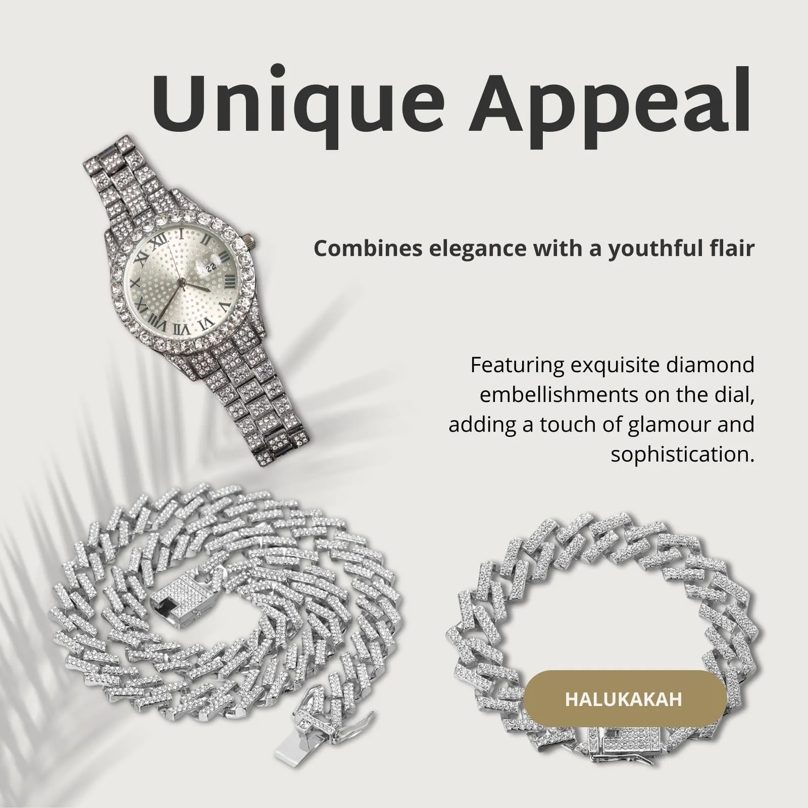 HALUKAKAH Orologio Diamanti Iced Out per Ragazzi - Quadrante Rotondo 42MM - immagine 5