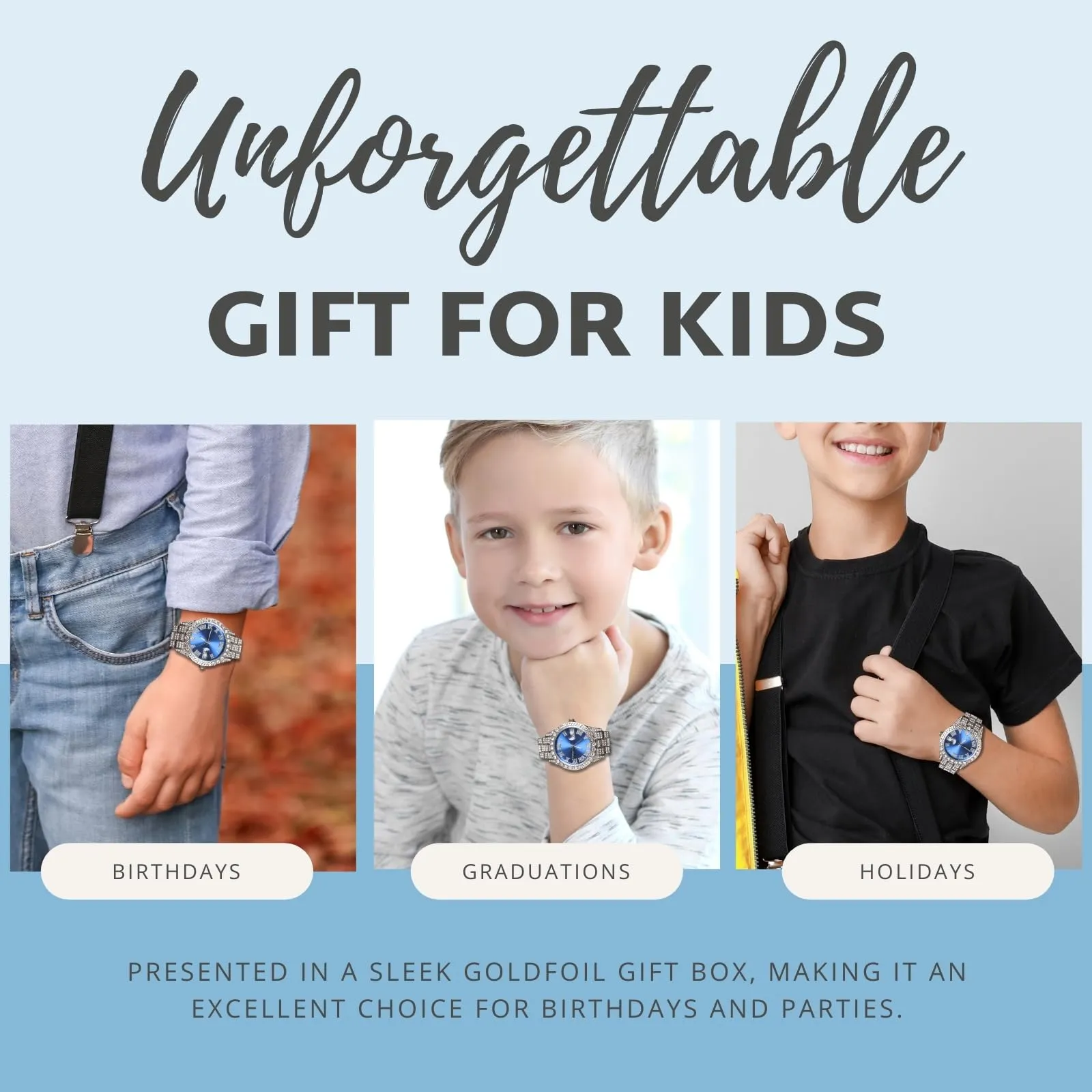 HALUKAKAH Orologio con Diamanti per Bambini - Placcato Platino - immagine 7