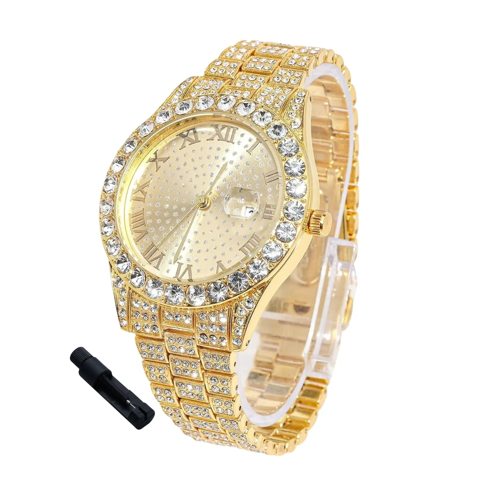 HALUKAKAH Orologio Diamanti Iced Out per Ragazzi - Quadrante Rotondo 42MM - immagine 1