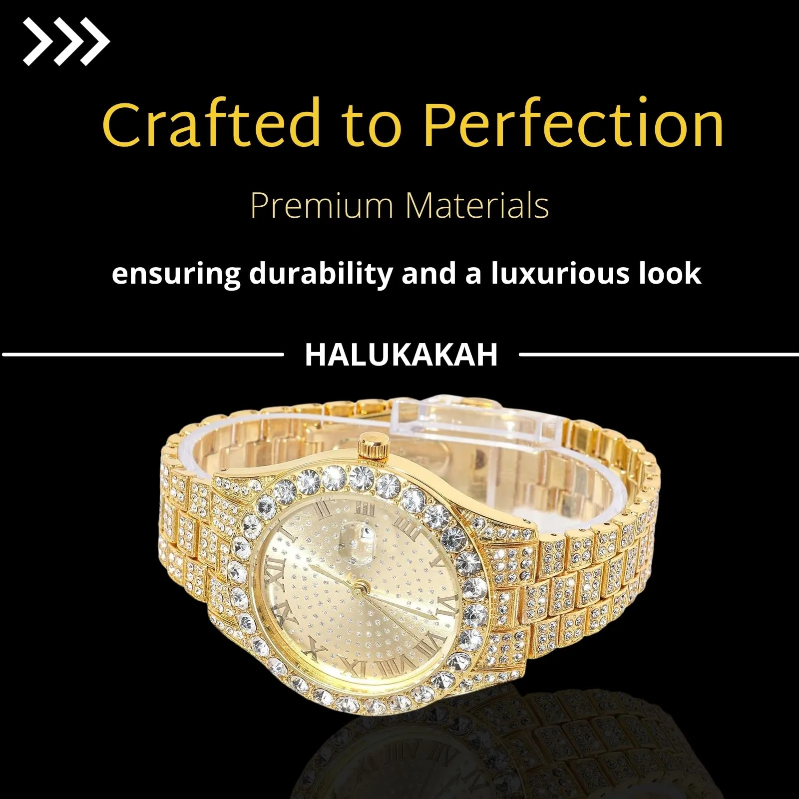 HALUKAKAH Orologio Diamanti Iced Out per Ragazzi - Quadrante Rotondo 42MM - immagine 4