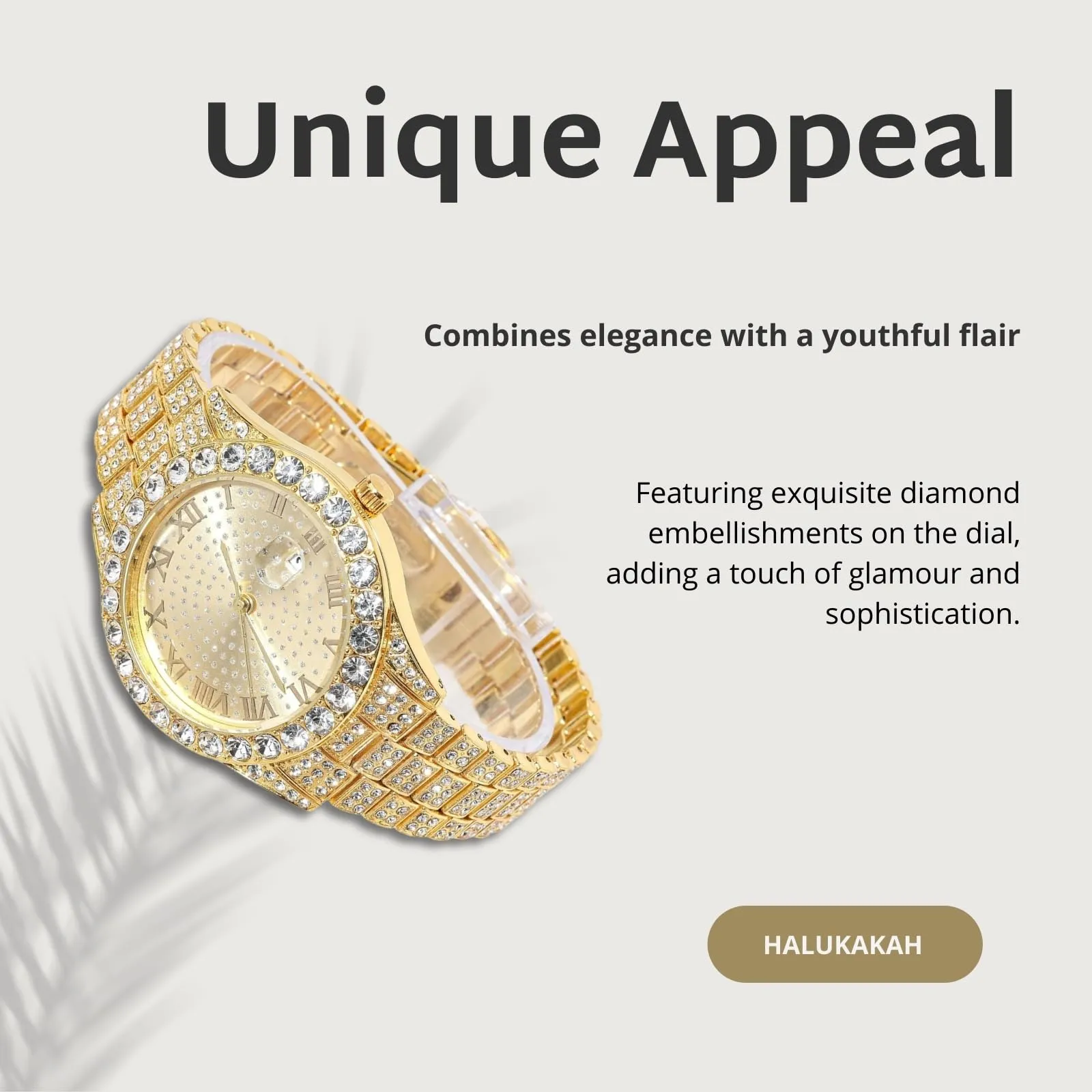 HALUKAKAH Orologio Diamanti Iced Out per Ragazzi - Quadrante Rotondo 42MM - immagine 5