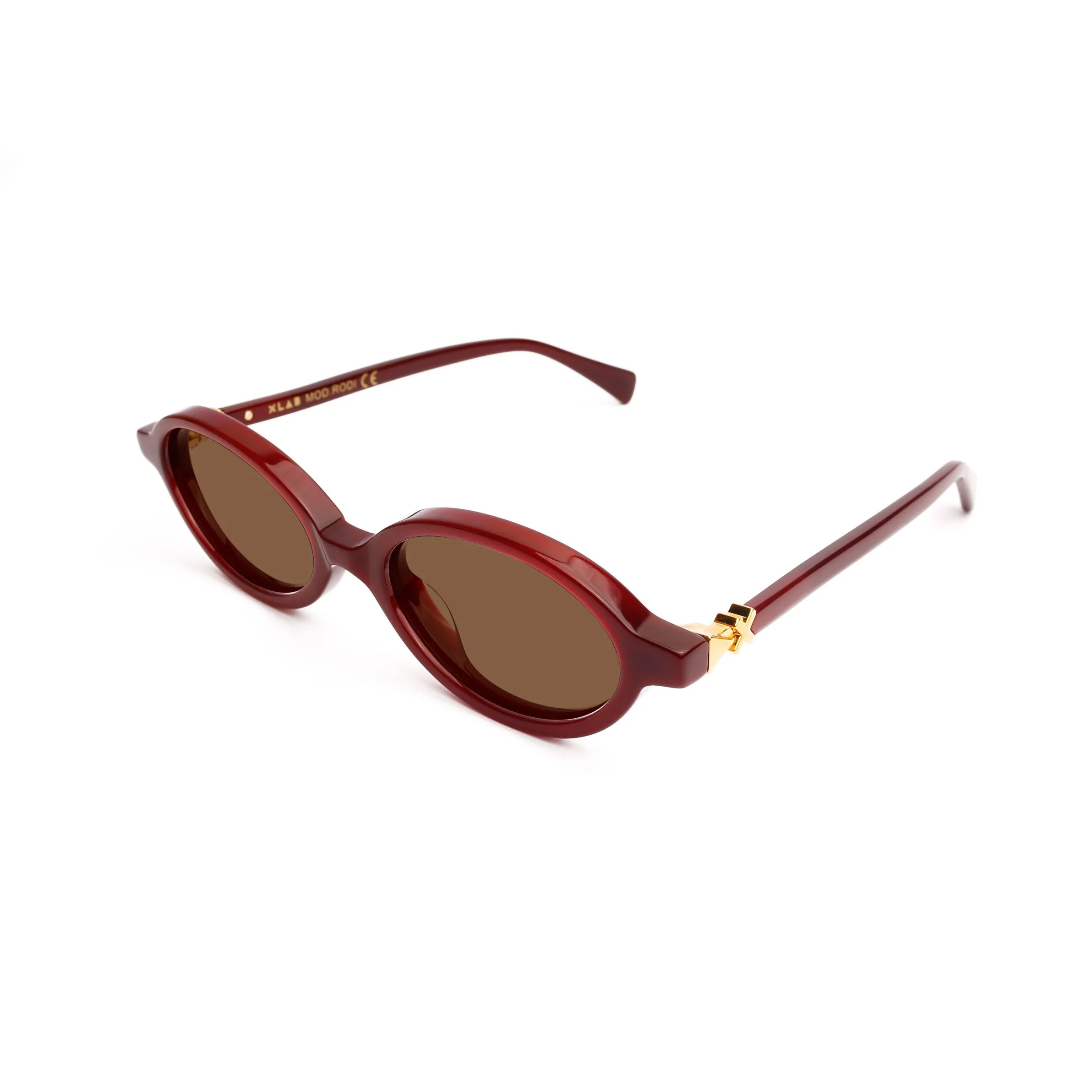 XLAB Rodi Occhiali da sole Acetato Bordeaux Marrone Rotonda Polarizzata - immagine 1