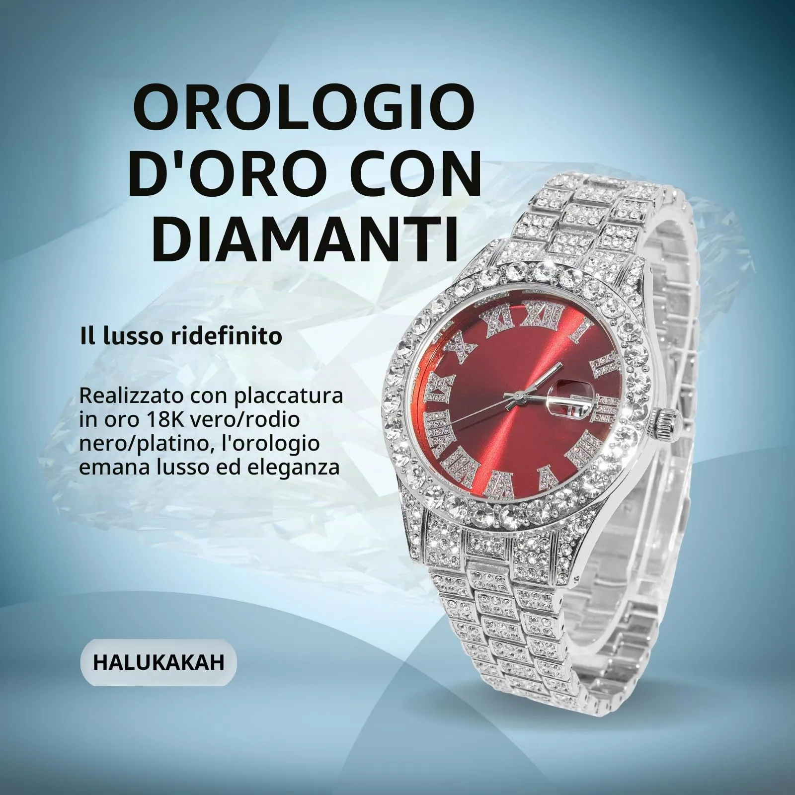 HALUKAKAH Orologio con Diamanti per Bambini - Placcato Platino - immagine 2
