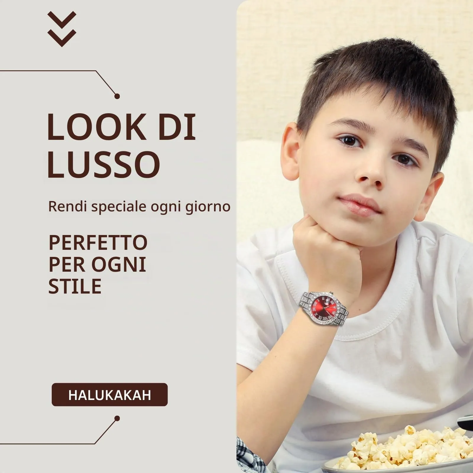 HALUKAKAH Orologio con Diamanti per Bambini - Placcato Platino - immagine 3
