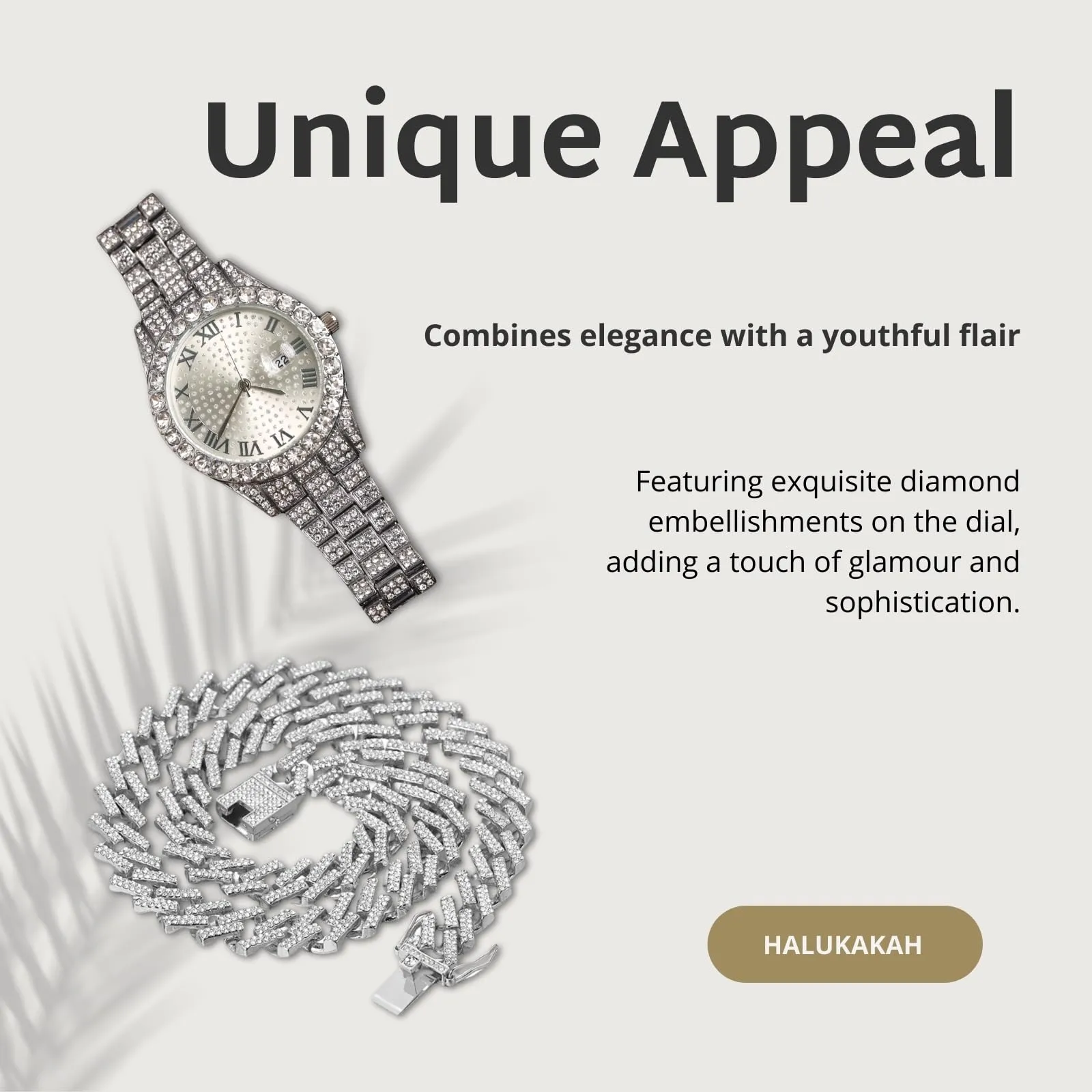 HALUKAKAH Orologio Diamanti Iced Out per Ragazzi - Quadrante Rotondo 42MM - immagine 5