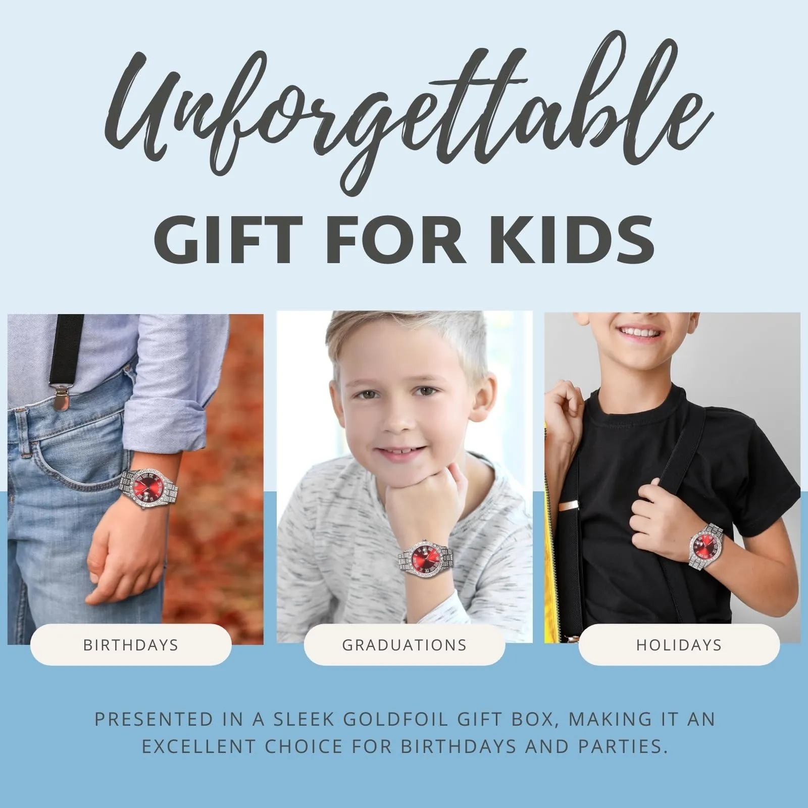 HALUKAKAH Orologio con Diamanti per Bambini - Placcato Platino - immagine 7