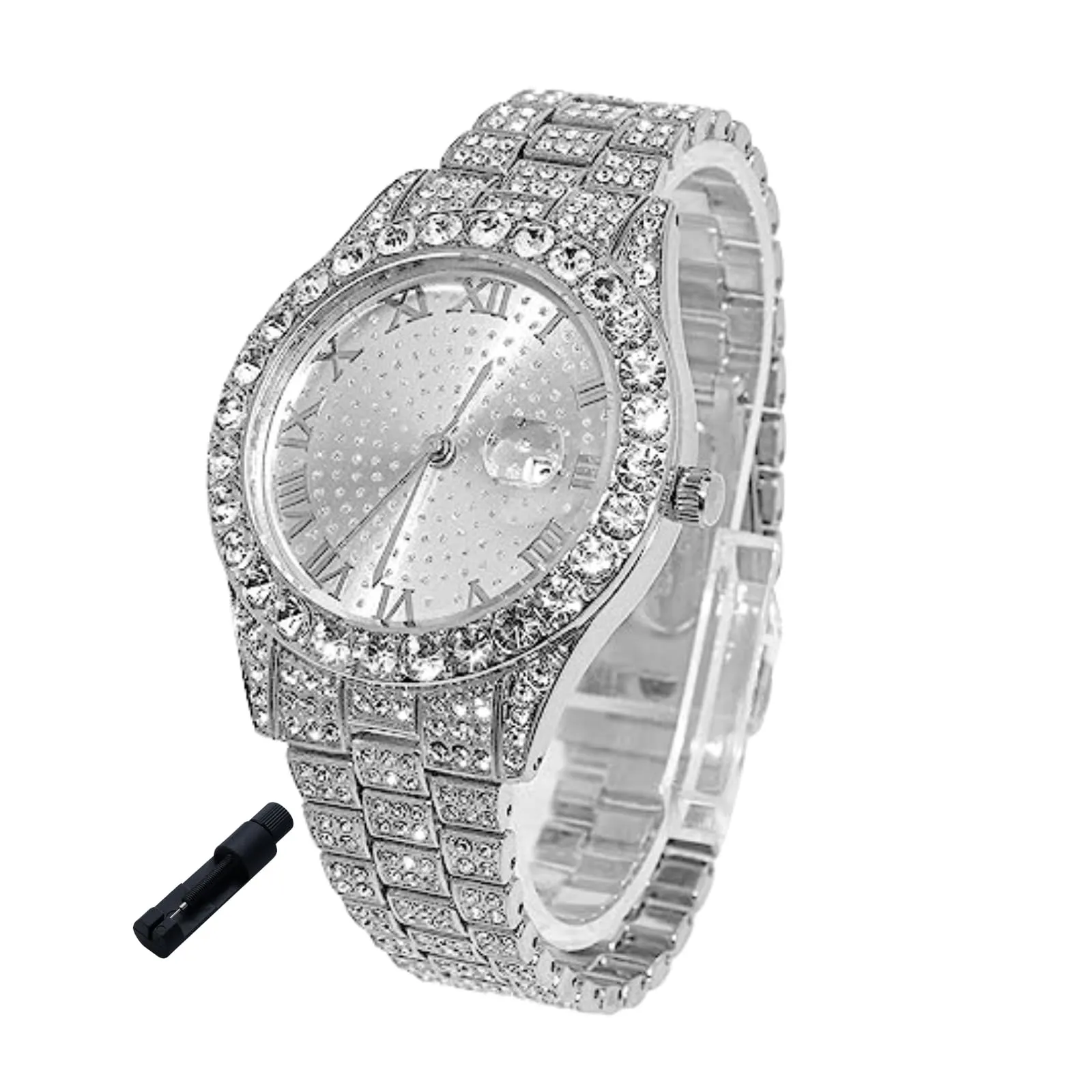 HALUKAKAH Orologio Diamanti Iced Out per Ragazzi - Quadrante Rotondo 42MM - immagine 1