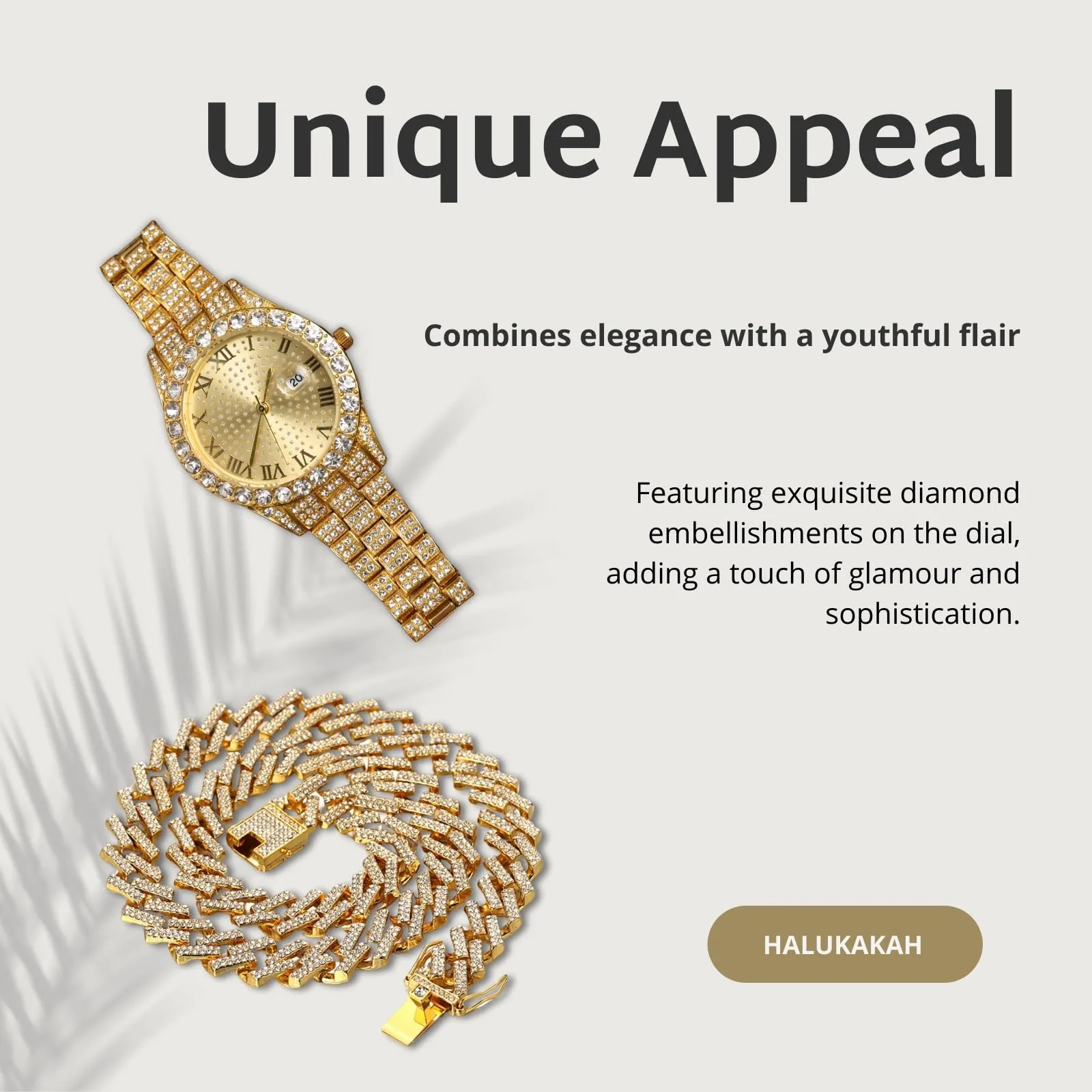 HALUKAKAH Orologio Diamanti Iced Out per Ragazzi - Quadrante Rotondo 42MM - immagine 5