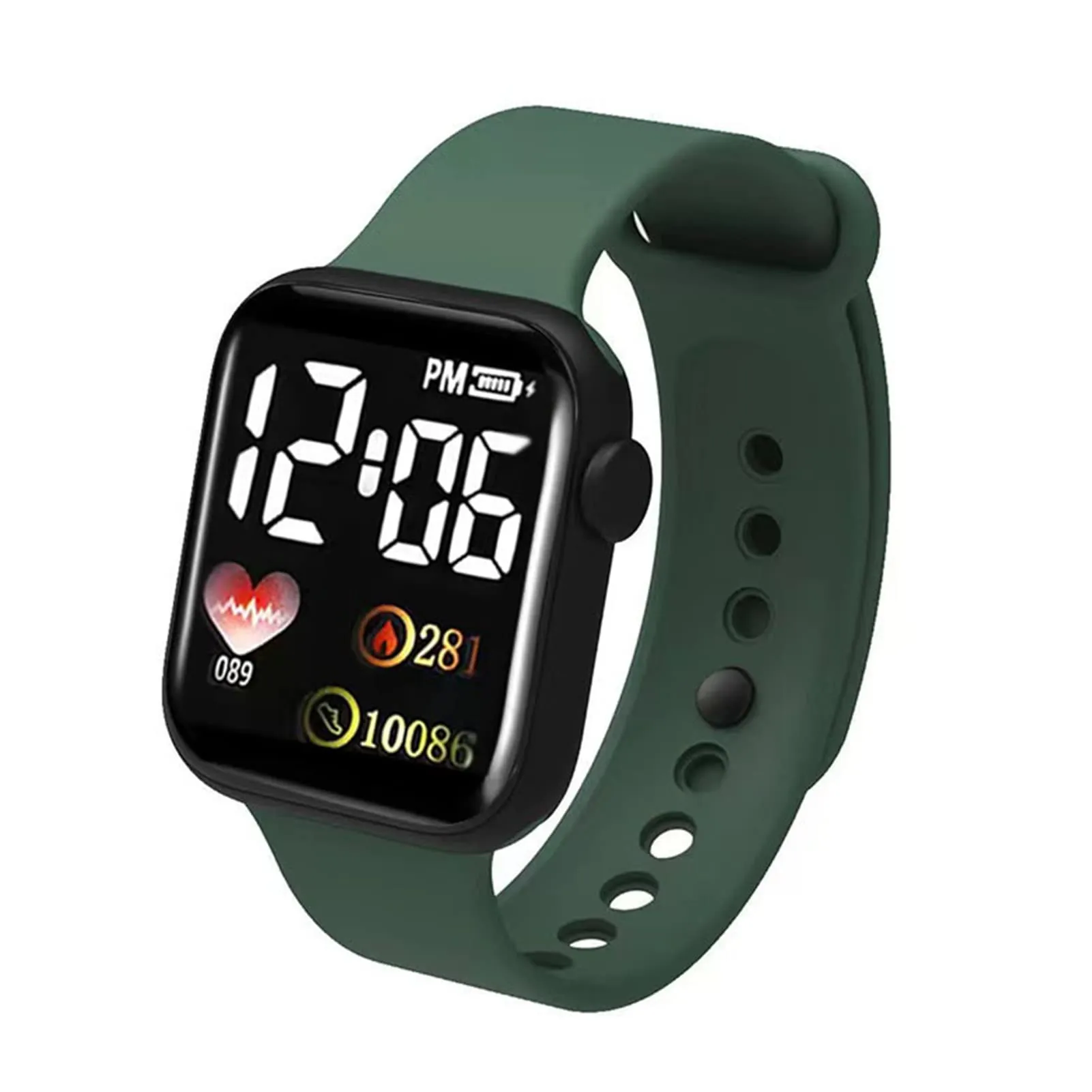 ulafbwur Orologio digitale elettronico con quadrante quadrato, luminoso, non impermeabile, regolabile, confortevole, ora precisa, con stampa a forma di cuore, per bambini, LED, sport - immagine 6