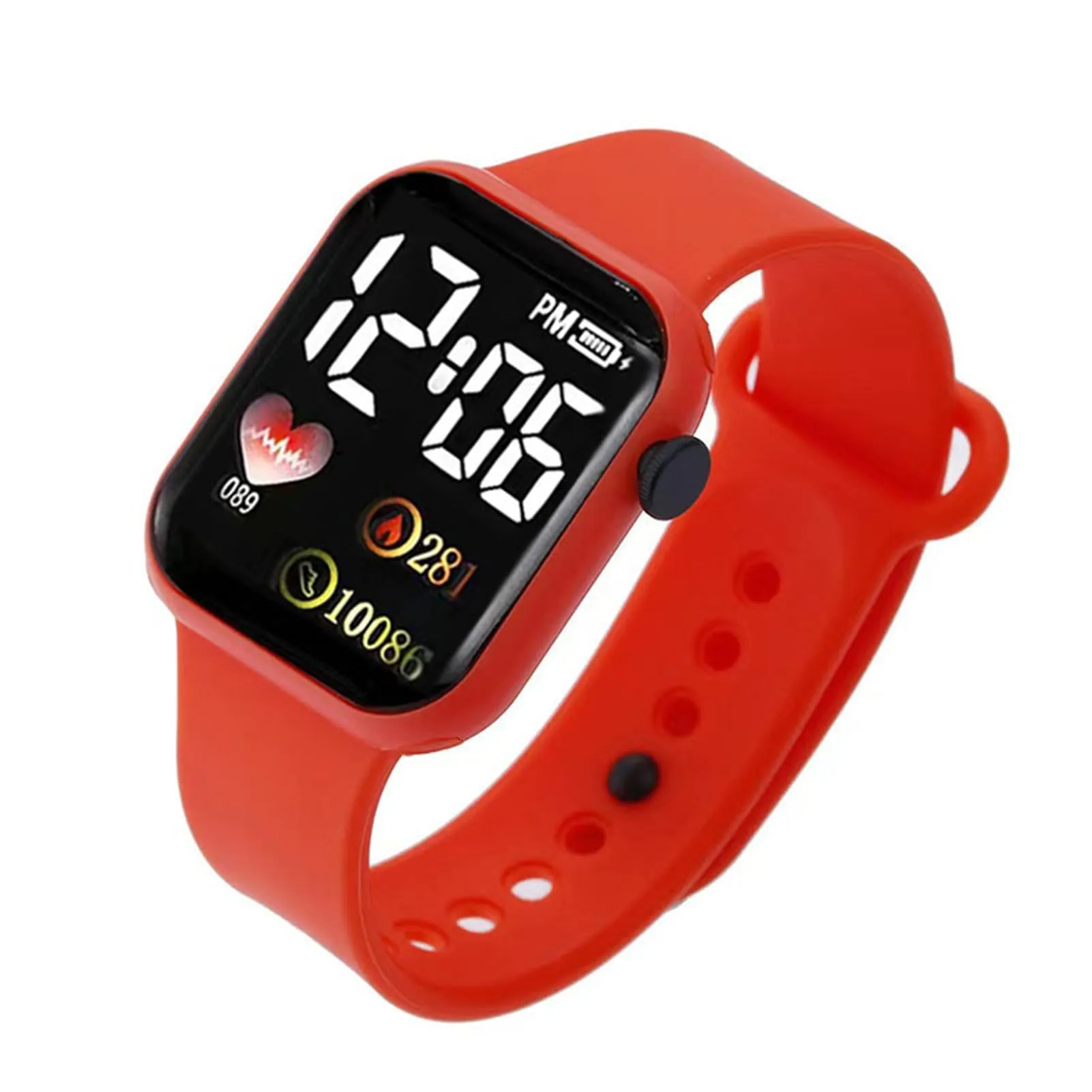 Ulafbwur Orologio Digitale Elettronico con Quadrante Quadrato Illuminato Non Impermeabile Regolabile Comodo Tempo Preciso con Stampa Cuore LED Digitale Sport Orologio da Polso Digitale, Nero - immagine 2