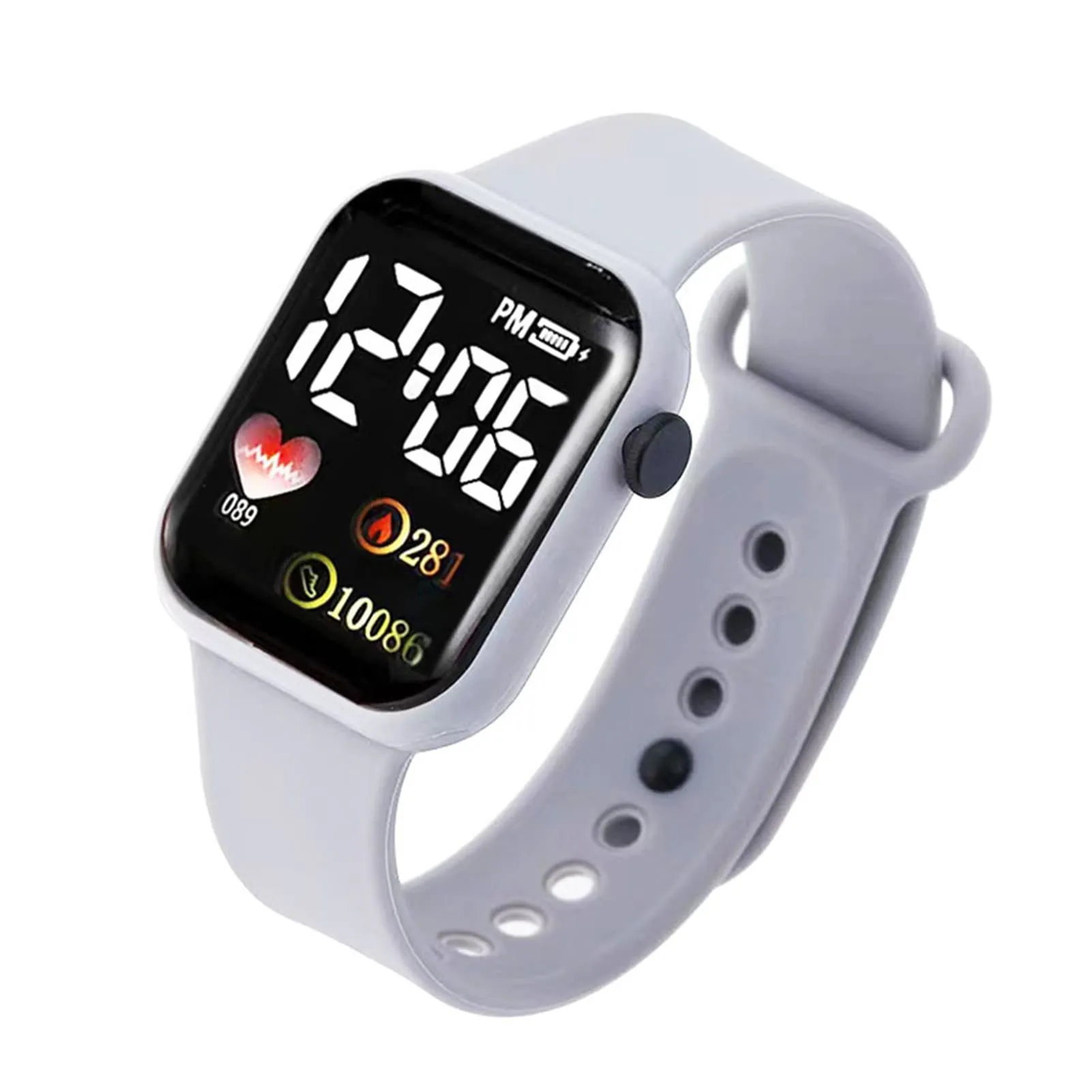 Ulafbwur Orologio Digitale Elettronico con Quadrante Quadrato Illuminato Non Impermeabile Regolabile Comodo Tempo Preciso con Stampa Cuore LED Digitale Sport Orologio da Polso Digitale, Nero - immagine 5