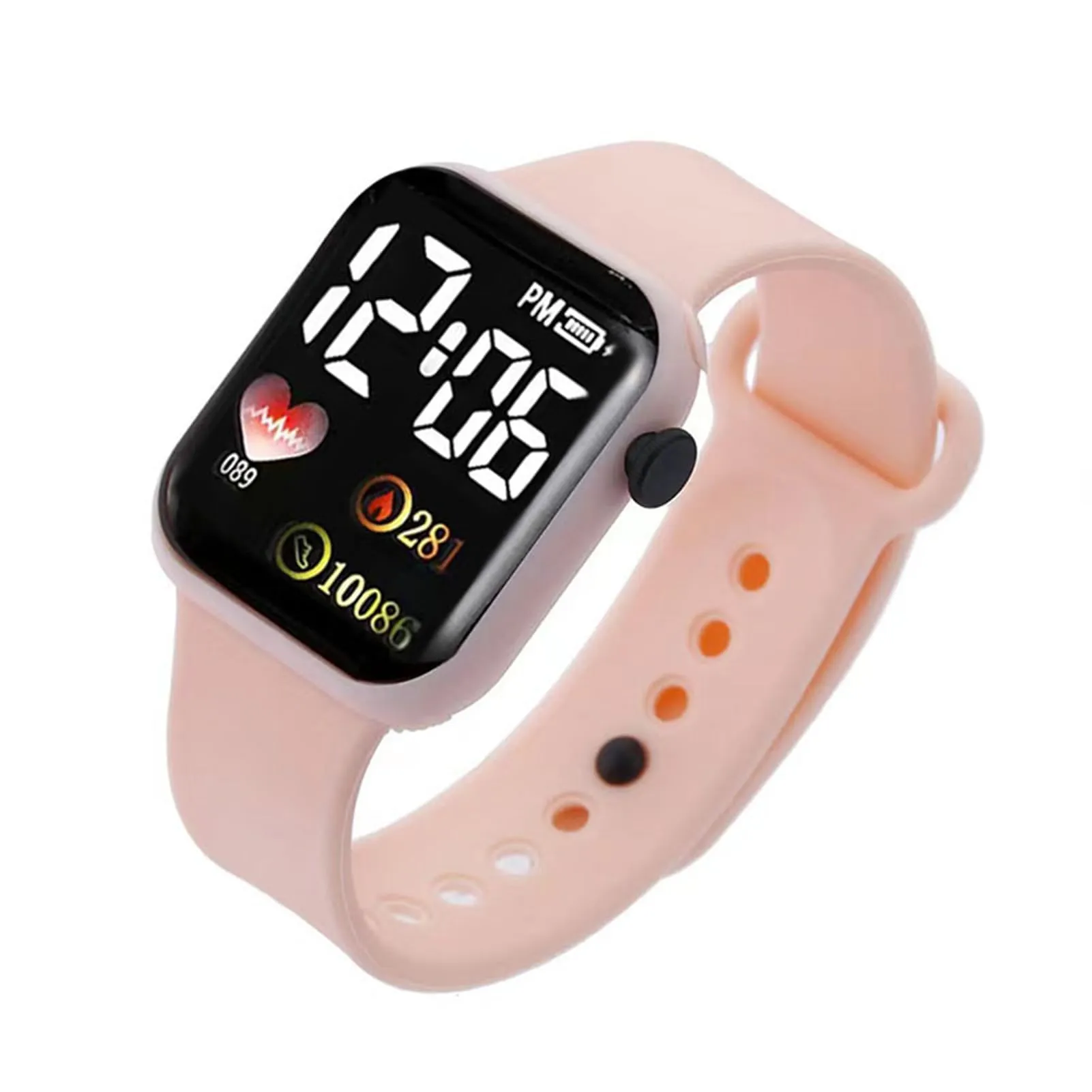 Ulafbwur Orologio Digitale Elettronico con Quadrante Quadrato Illuminato Non Impermeabile Regolabile Comodo Tempo Preciso con Stampa Cuore LED Digitale Sport Orologio da Polso Digitale, Nero - immagine 7