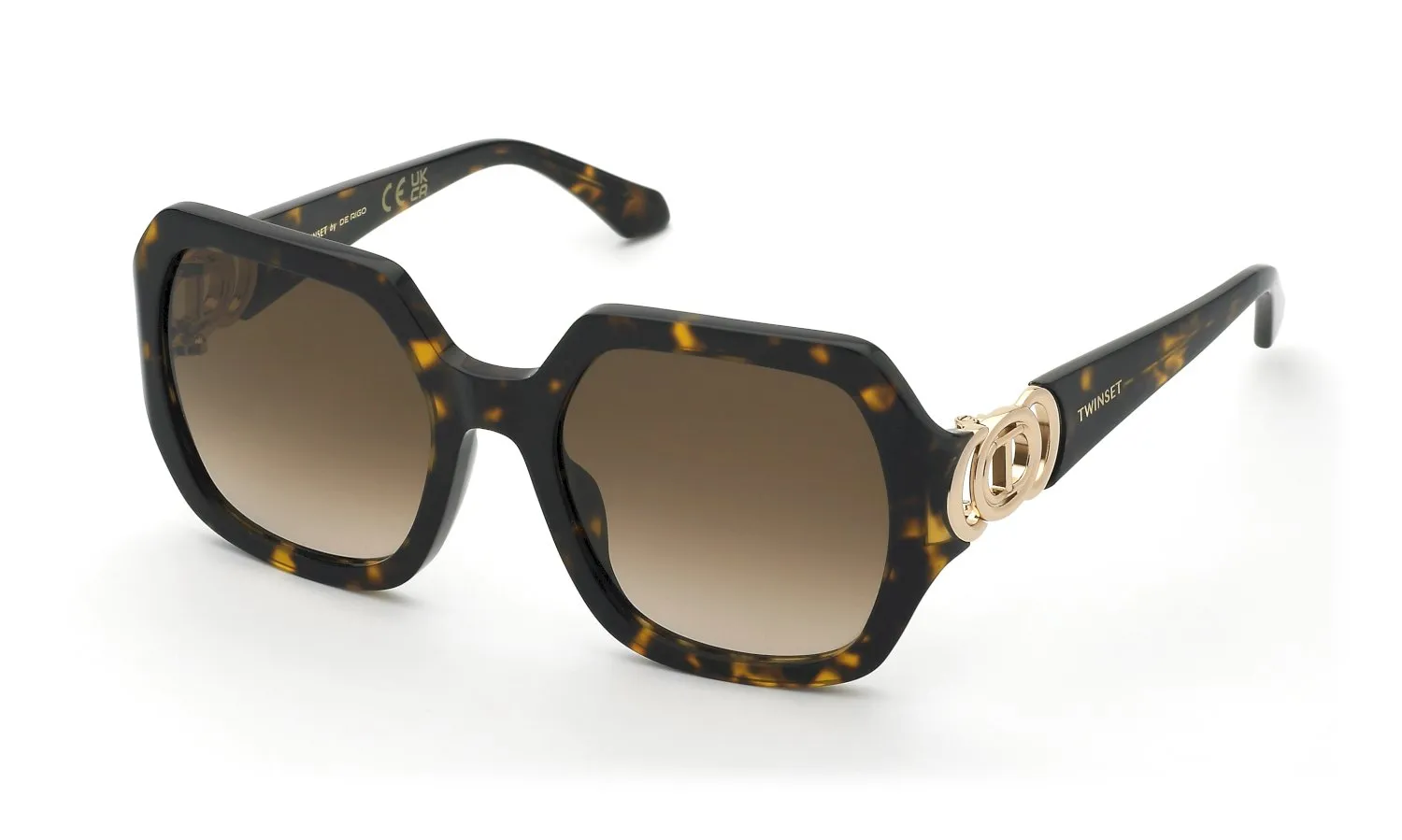 Twinset STW066 781 Occhiali da sole Acetato Havana Marrone Geometrica Normale Sfumato - immagine 1