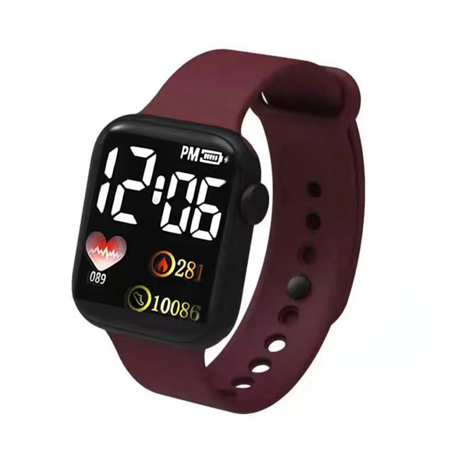 ulafbwur Orologio digitale elettronico quadrante quadrato luminoso non impermeabile regolabile confortevole tempo preciso stampa cuore bambini digitale sport orologio da polso digitale, Blu scuro, - immagine 5