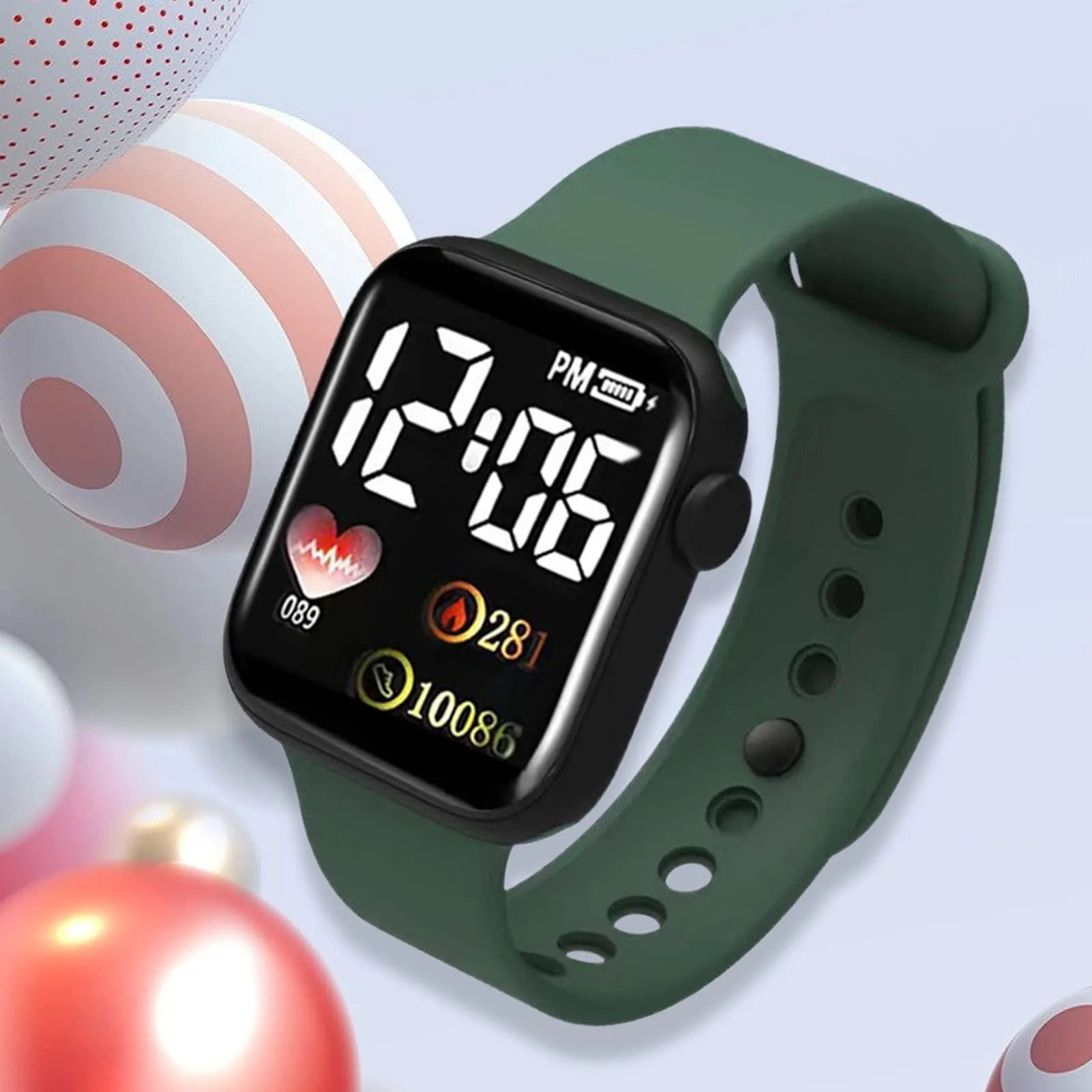 ulafbwur Orologio digitale elettronico quadrante quadrato luminoso non impermeabile regolabile confortevole tempo preciso stampa cuore bambini digitale sport orologio da polso digitale, Blu scuro, - immagine 7