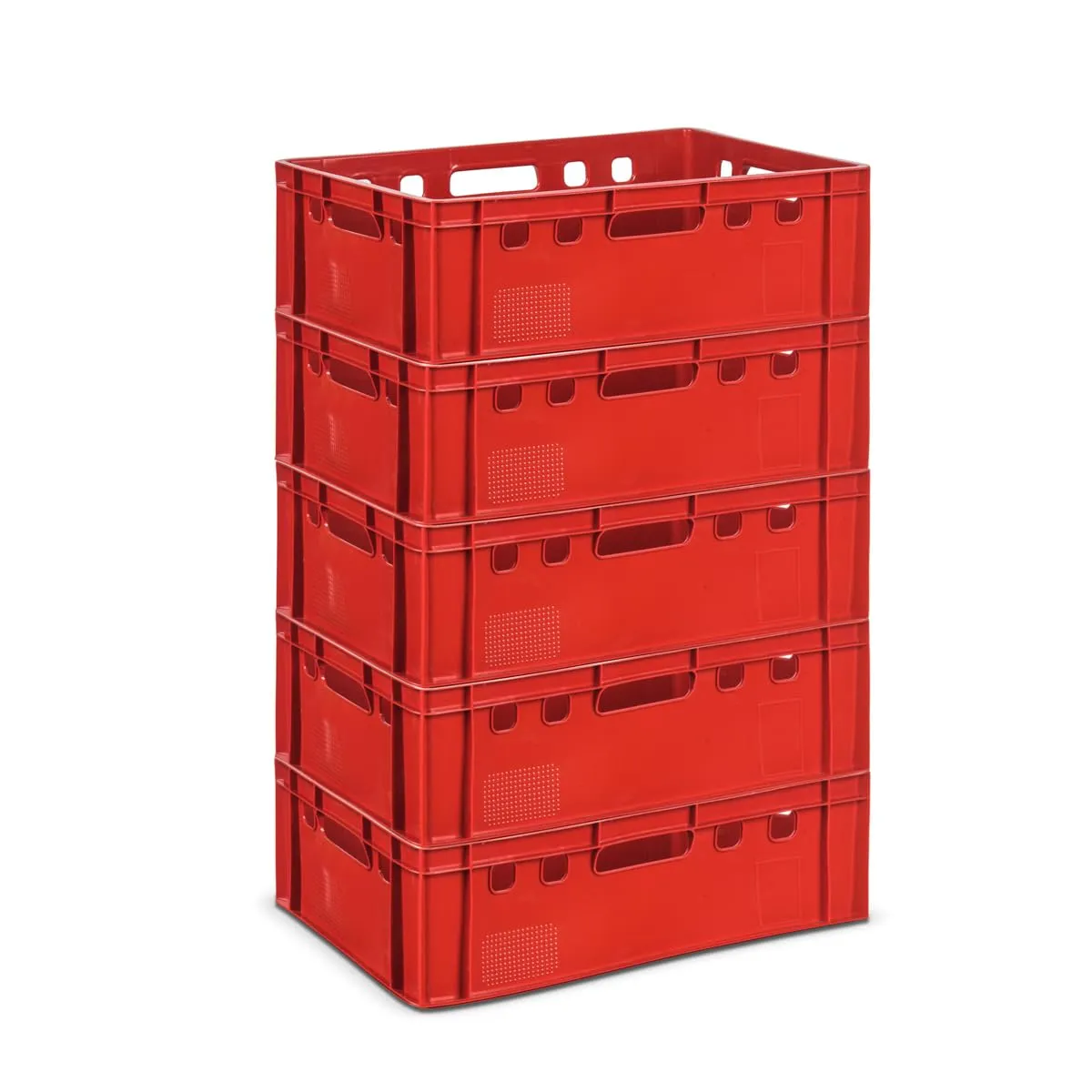 Gardivo - Lot de 5 caisses E2 rouges, 60 x 40 x 20 cm - Scatola di archiviazione impilabile in plastica robusta - Adatta all'uso alimentare - immagine 1