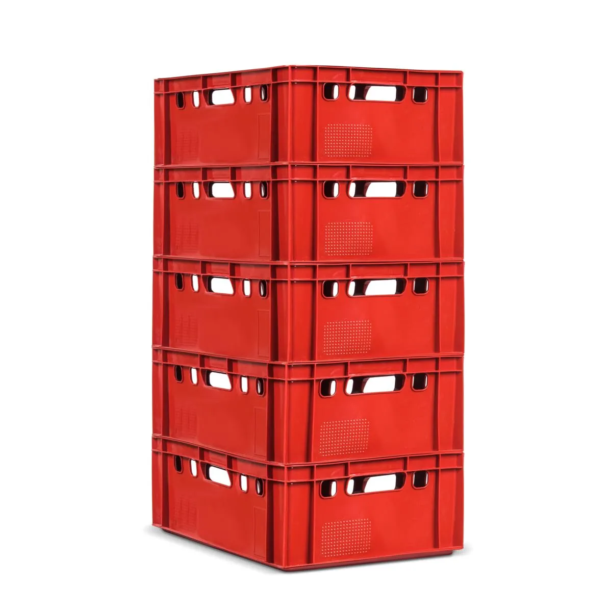 Gardivo - Lot de 5 caisses E2 rouges, 60 x 40 x 20 cm - Scatola di archiviazione impilabile in plastica robusta - Adatta all'uso alimentare - immagine 2