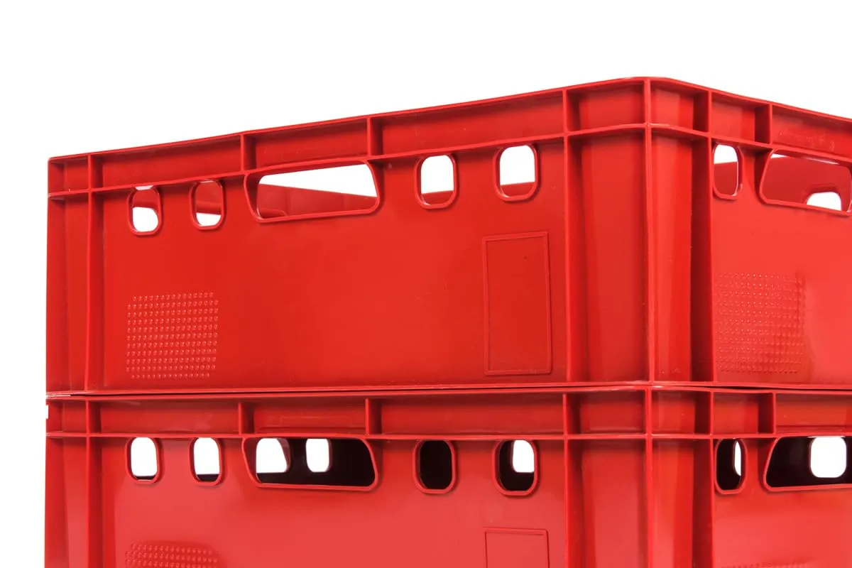 Gardivo - Lot de 5 caisses E2 rouges, 60 x 40 x 20 cm - Scatola di archiviazione impilabile in plastica robusta - Adatta all'uso alimentare - immagine 9