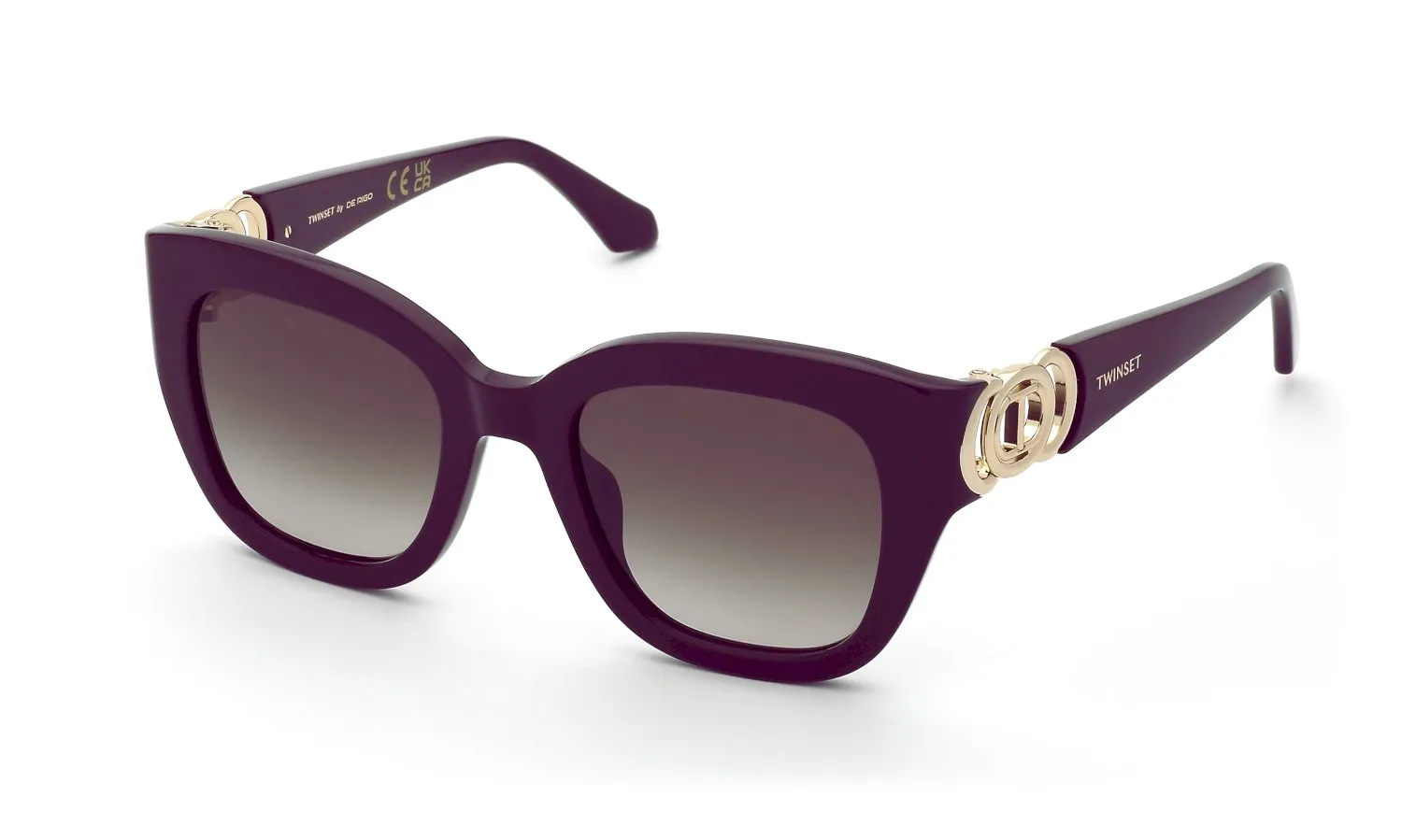 Twinset STW065 09FD Occhiali da sole Acetato Viola Marrone Squadrata Normale Sfumato - immagine 1