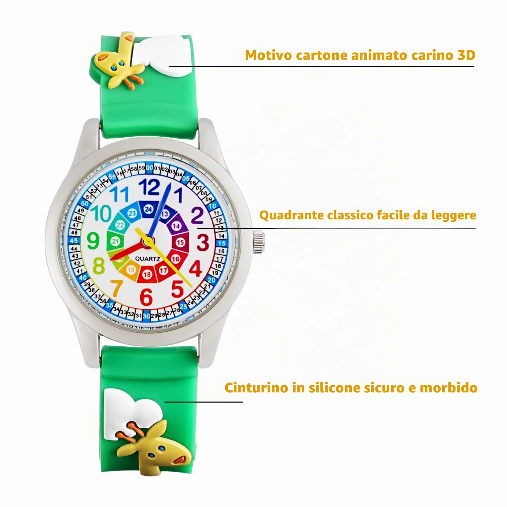 MUXIJIA Orologio Educativo per Bambini - Analogico Quarzo Orologi da Polso per Ragazzi e Ragazze - 3D Cartone Animato Cinturino in Silicone Orologio per Bambini e Ragazzi da 3-10 Anni - immagine 5