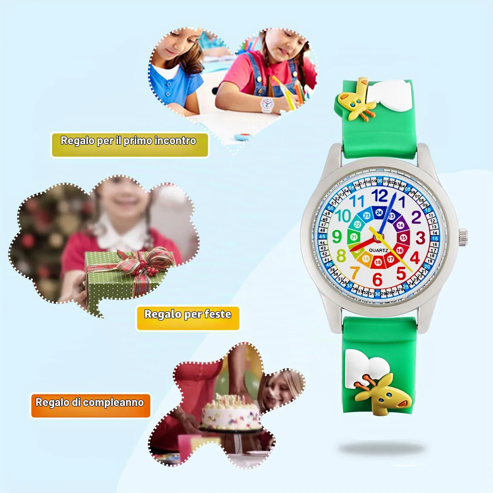 MUXIJIA Orologio Educativo per Bambini - Analogico Quarzo Orologi da Polso per Ragazzi e Ragazze - 3D Cartone Animato Cinturino in Silicone Orologio per Bambini e Ragazzi da 3-10 Anni - immagine 6