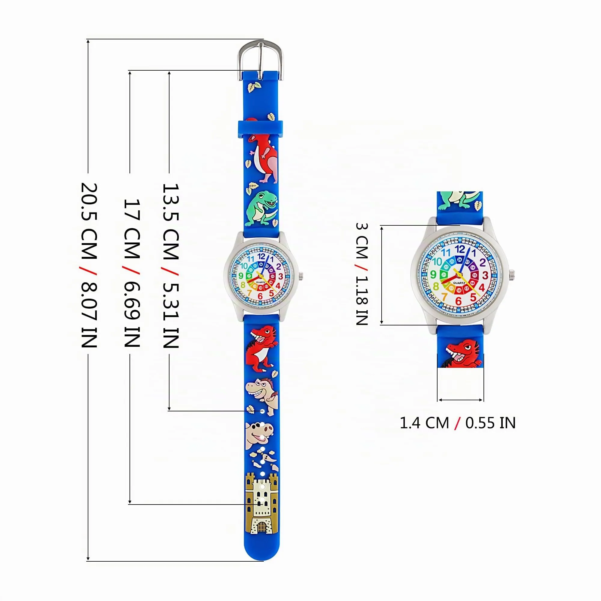 MUXIJIA Orologio Educativo per Bambini - Analogico Quarzo Orologi da Polso per Ragazzi e Ragazze - 3D Cartone Animato Cinturino in Silicone Orologio per Bambini e Ragazzi da 3-10 Anni - immagine 3