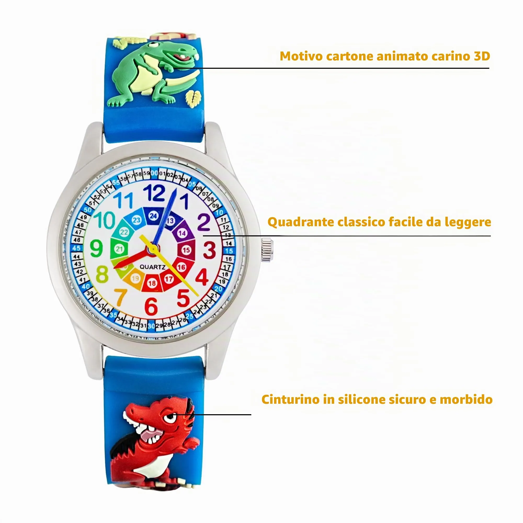 MUXIJIA Orologio Educativo per Bambini - Analogico Quarzo Orologi da Polso per Ragazzi e Ragazze - 3D Cartone Animato Cinturino in Silicone Orologio per Bambini e Ragazzi da 3-10 Anni - immagine 5
