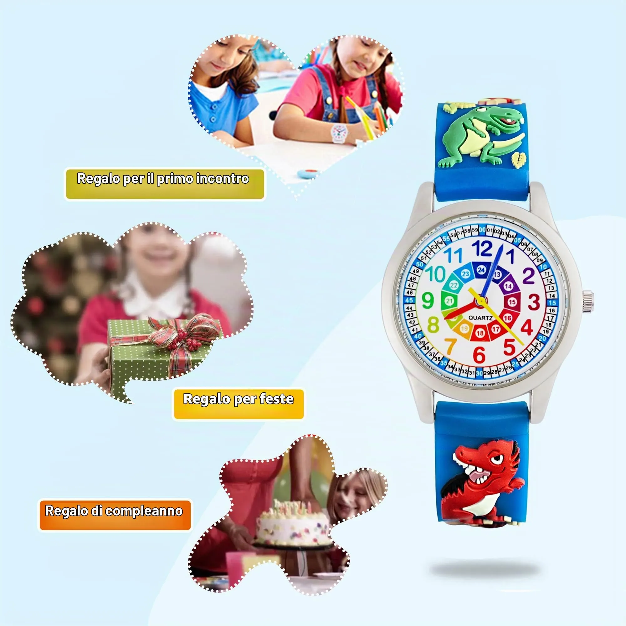 MUXIJIA Orologio Educativo per Bambini - Analogico Quarzo Orologi da Polso per Ragazzi e Ragazze - 3D Cartone Animato Cinturino in Silicone Orologio per Bambini e Ragazzi da 3-10 Anni - immagine 6