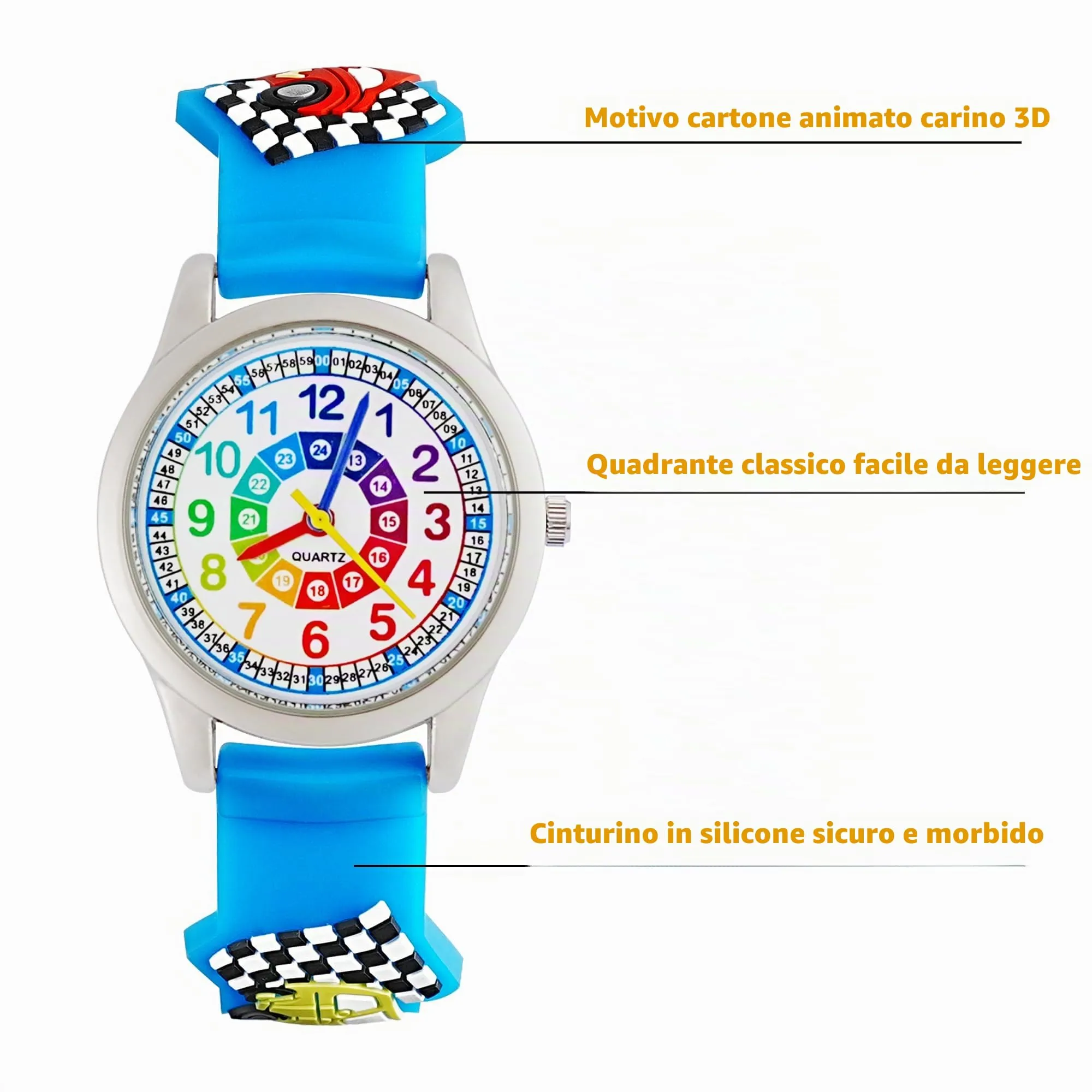 MUXIJIA Orologio Educativo per Bambini - Analogico Quarzo Orologi da Polso per Ragazzi e Ragazze - 3D Cartone Animato Cinturino in Silicone Orologio per Bambini e Ragazzi da 3-10 Anni - immagine 5