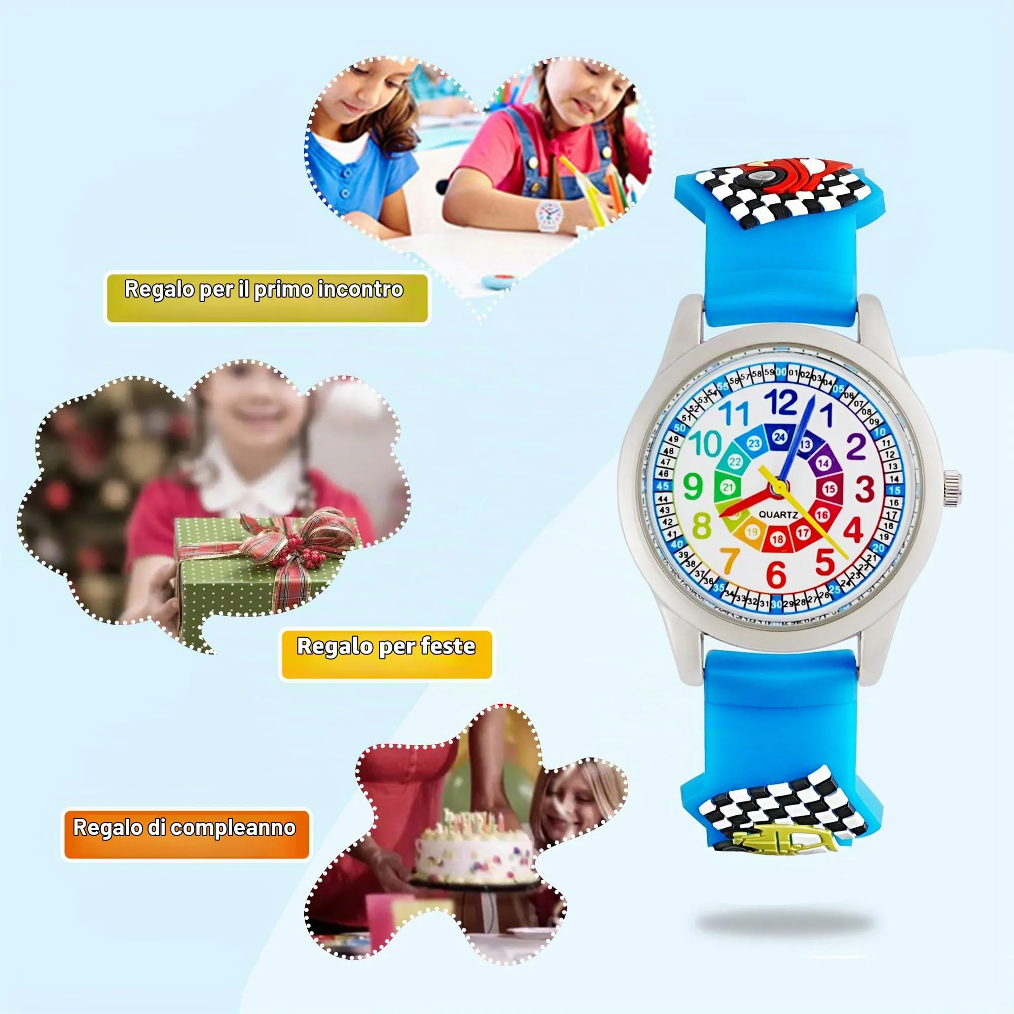 MUXIJIA Orologio Educativo per Bambini - Analogico Quarzo Orologi da Polso per Ragazzi e Ragazze - 3D Cartone Animato Cinturino in Silicone Orologio per Bambini e Ragazzi da 3-10 Anni - immagine 6