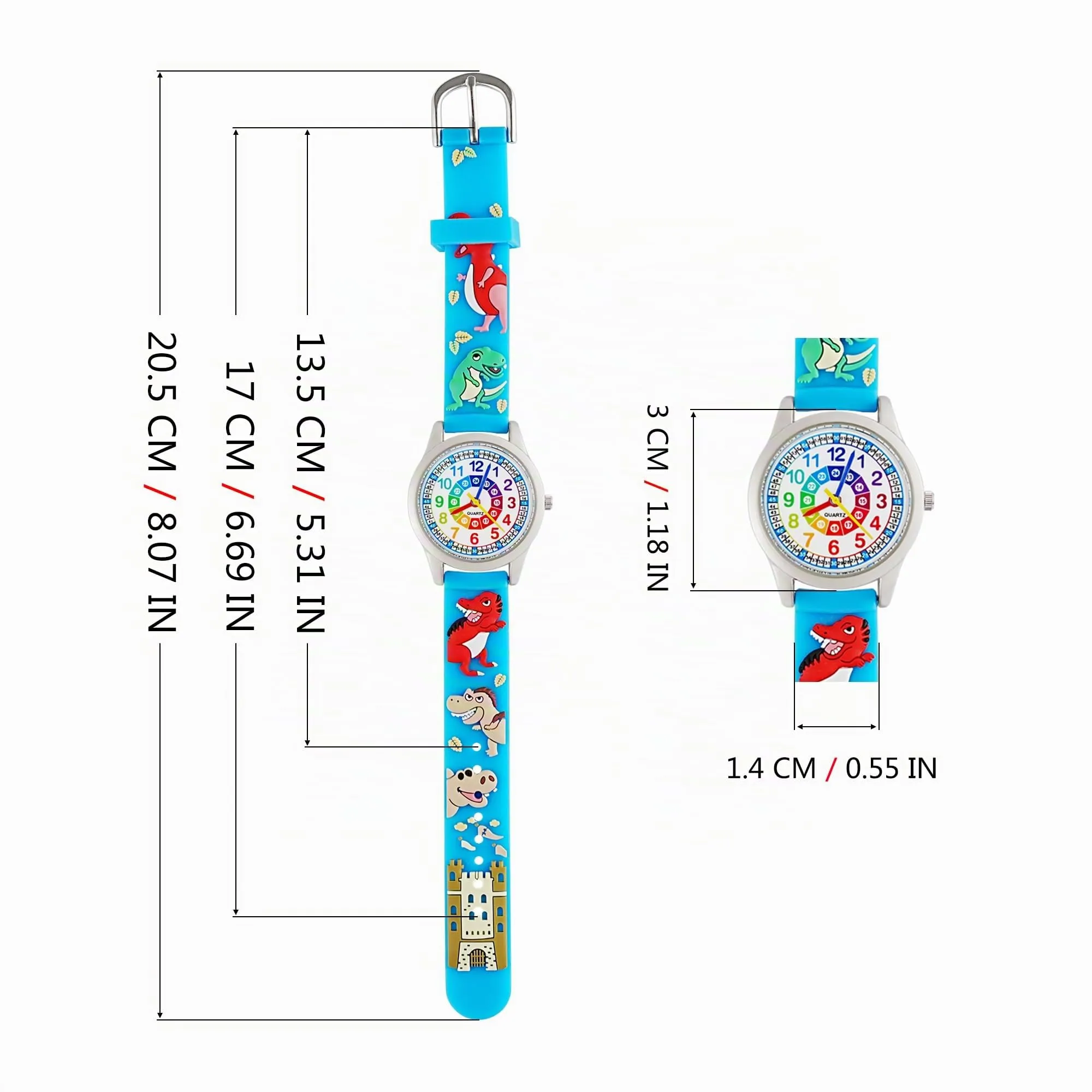 MUXIJIA Orologio Educativo per Bambini - Analogico Quarzo Orologi da Polso per Ragazzi e Ragazze - 3D Cartone Animato Cinturino in Silicone Orologio per Bambini e Ragazzi da 3-10 Anni - immagine 3
