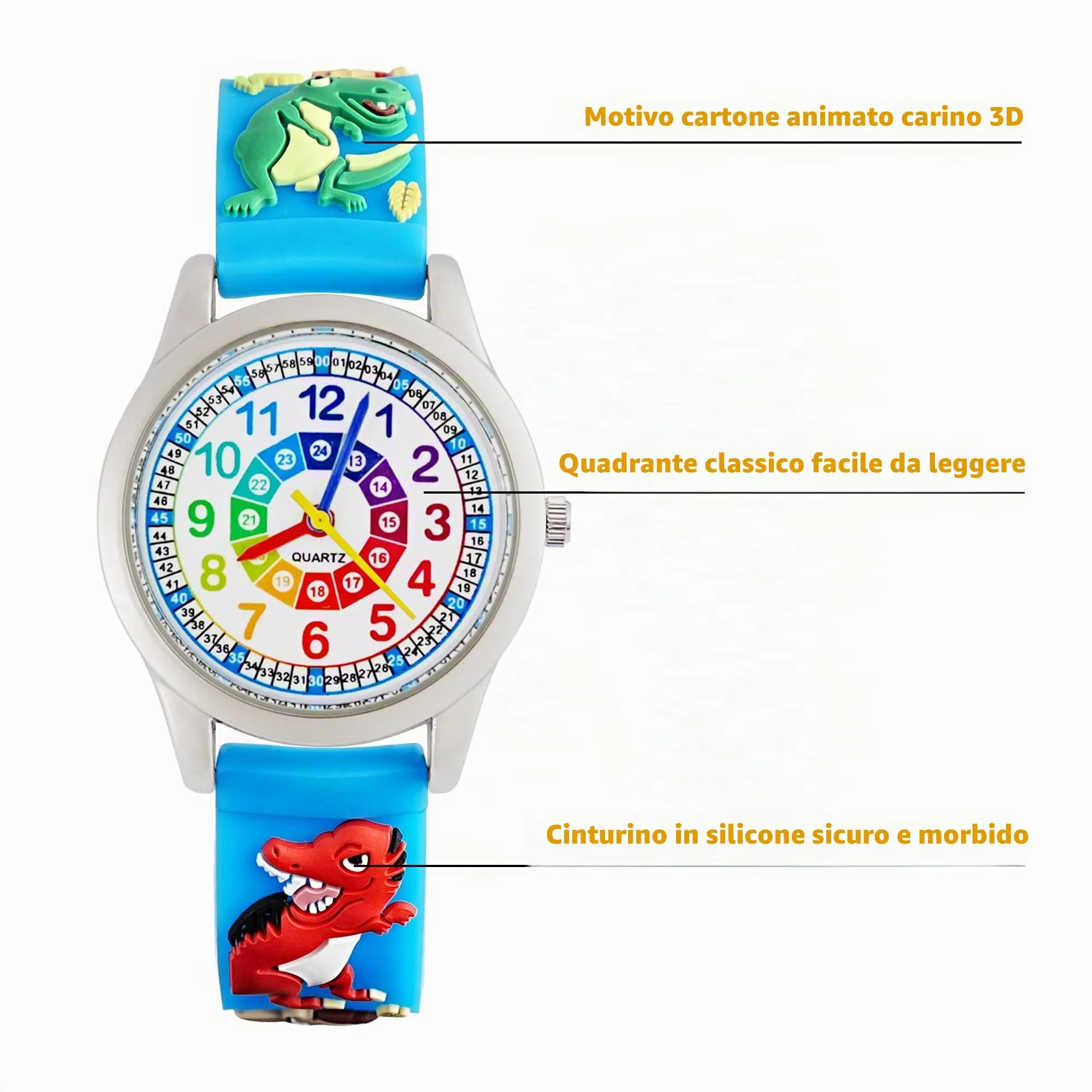 MUXIJIA Orologio Educativo per Bambini - Analogico Quarzo Orologi da Polso per Ragazzi e Ragazze - 3D Cartone Animato Cinturino in Silicone Orologio per Bambini e Ragazzi da 3-10 Anni - immagine 5