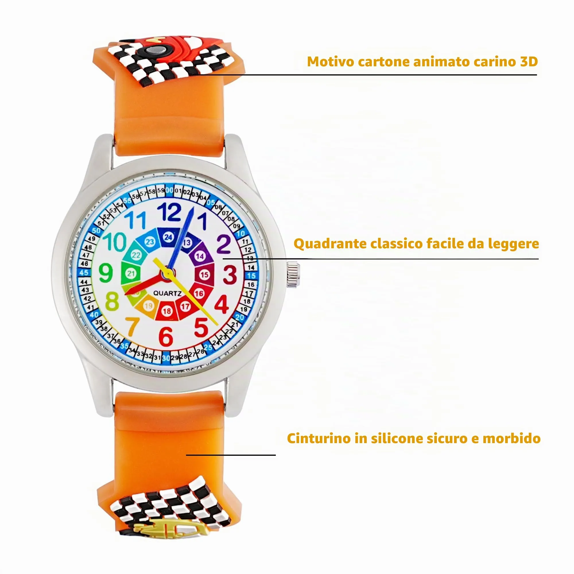 MUXIJIA Orologio Educativo per Bambini - Analogico Quarzo Orologi da Polso per Ragazzi e Ragazze - 3D Cartone Animato Cinturino in Silicone Orologio per Bambini e Ragazzi da 3-10 Anni - immagine 5