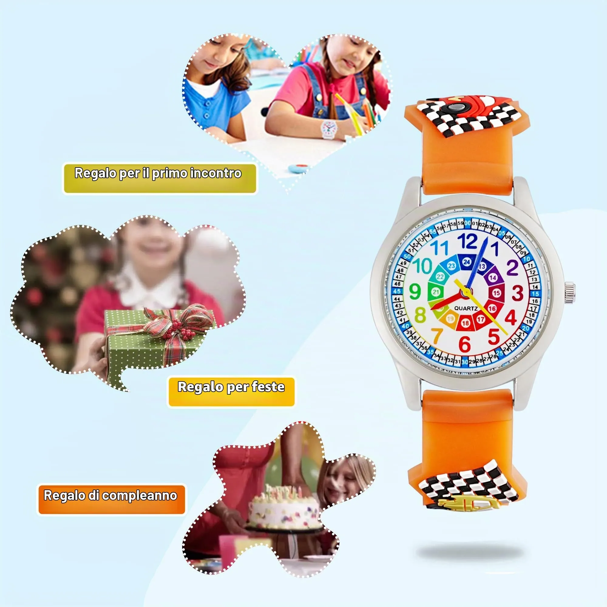 MUXIJIA Orologio Educativo per Bambini - Analogico Quarzo Orologi da Polso per Ragazzi e Ragazze - 3D Cartone Animato Cinturino in Silicone Orologio per Bambini e Ragazzi da 3-10 Anni - immagine 6