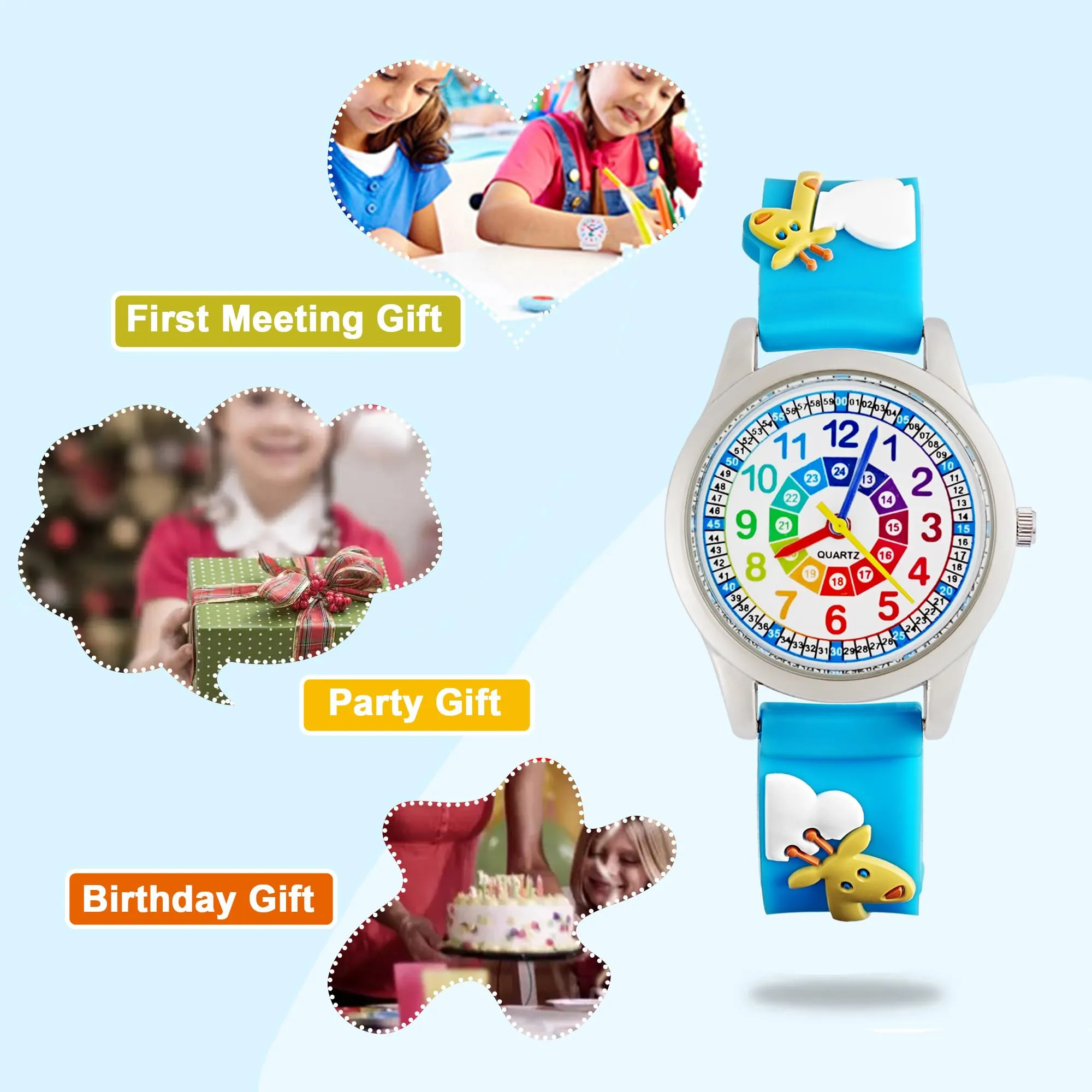 MUXIJIA Orologio Educativo per Bambini - Analogico Quarzo Orologi da Polso per Ragazzi e Ragazze - 3D Cartone Animato Cinturino in Silicone Orologio per Bambini e Ragazzi da 3-10 Anni - immagine 6