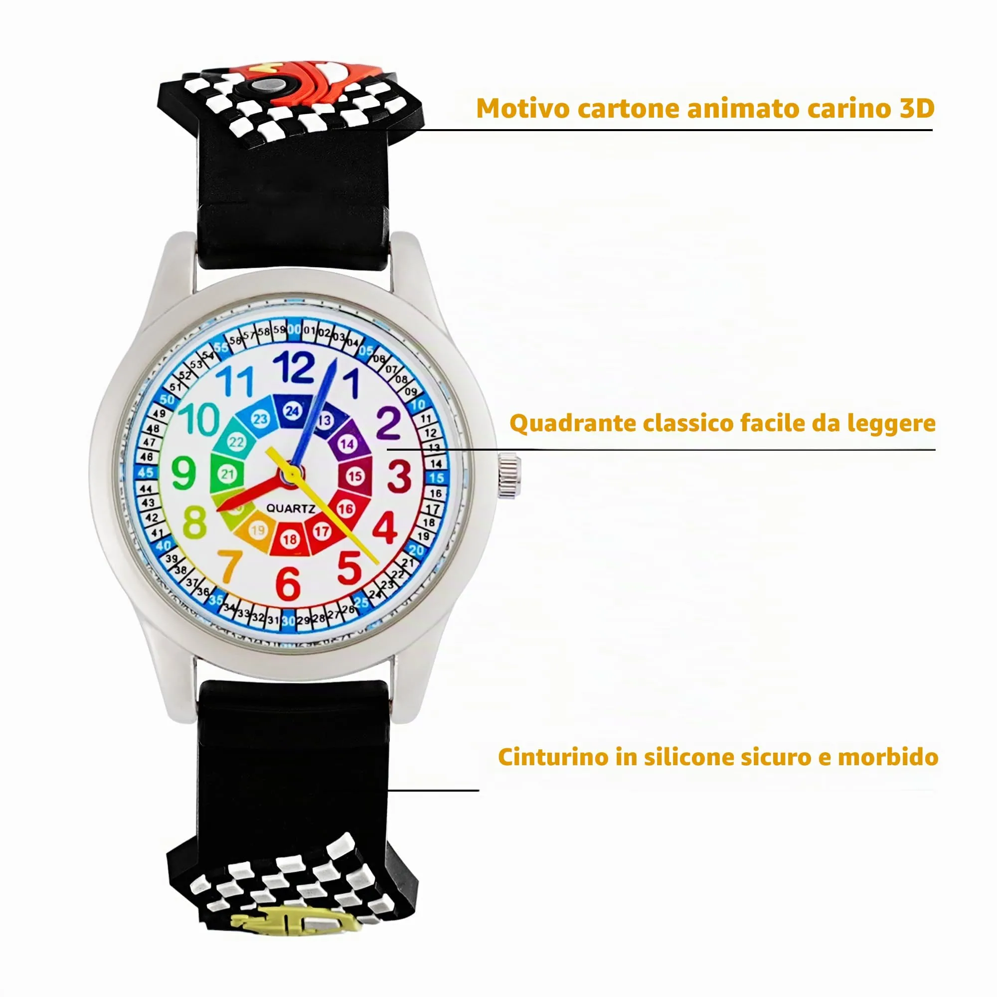 MUXIJIA Orologio Educativo per Bambini - Analogico Quarzo Orologi da Polso per Ragazzi e Ragazze - 3D Cartone Animato Cinturino in Silicone Orologio per Bambini e Ragazzi da 3-10 Anni - immagine 5