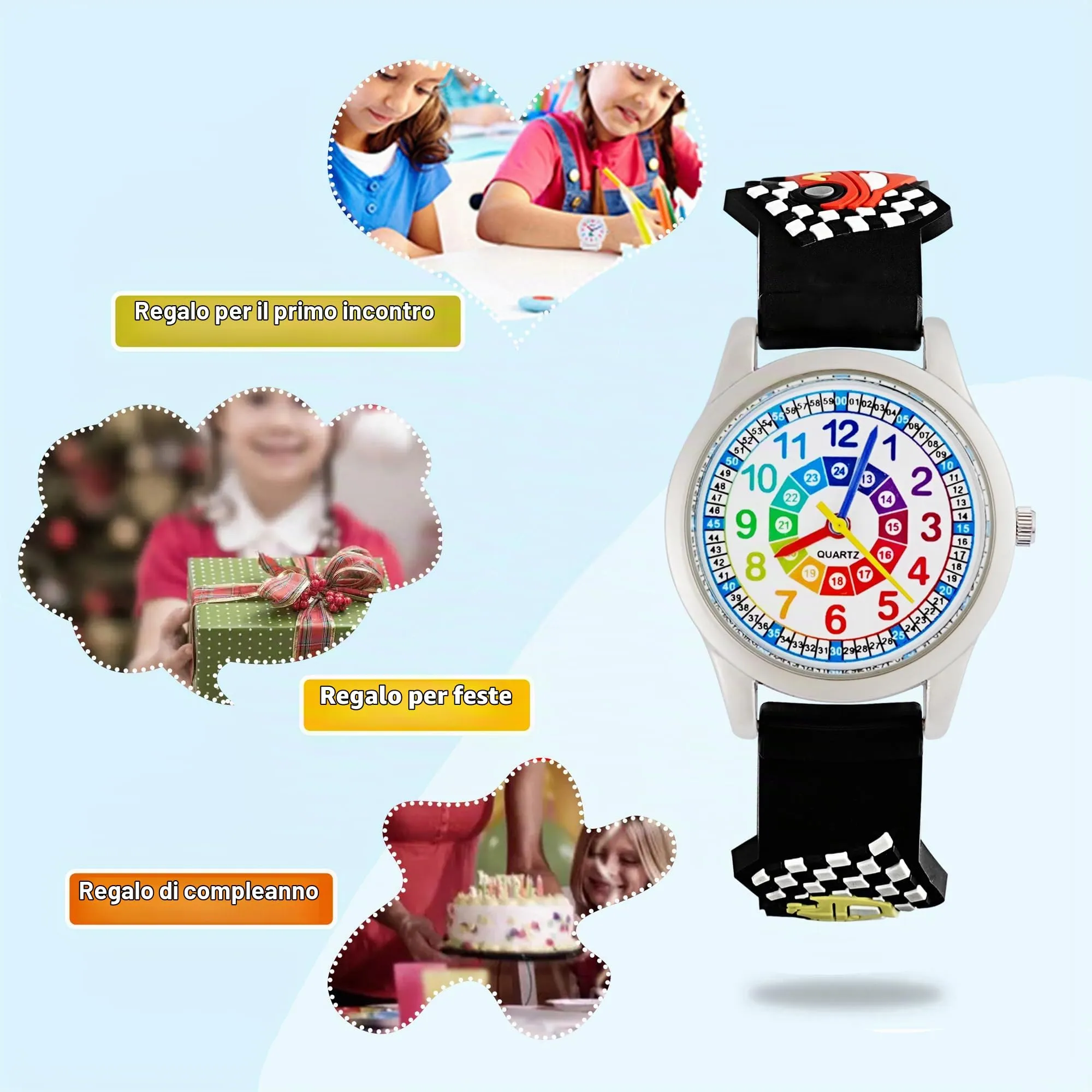 MUXIJIA Orologio Educativo per Bambini - Analogico Quarzo Orologi da Polso per Ragazzi e Ragazze - 3D Cartone Animato Cinturino in Silicone Orologio per Bambini e Ragazzi da 3-10 Anni - immagine 6