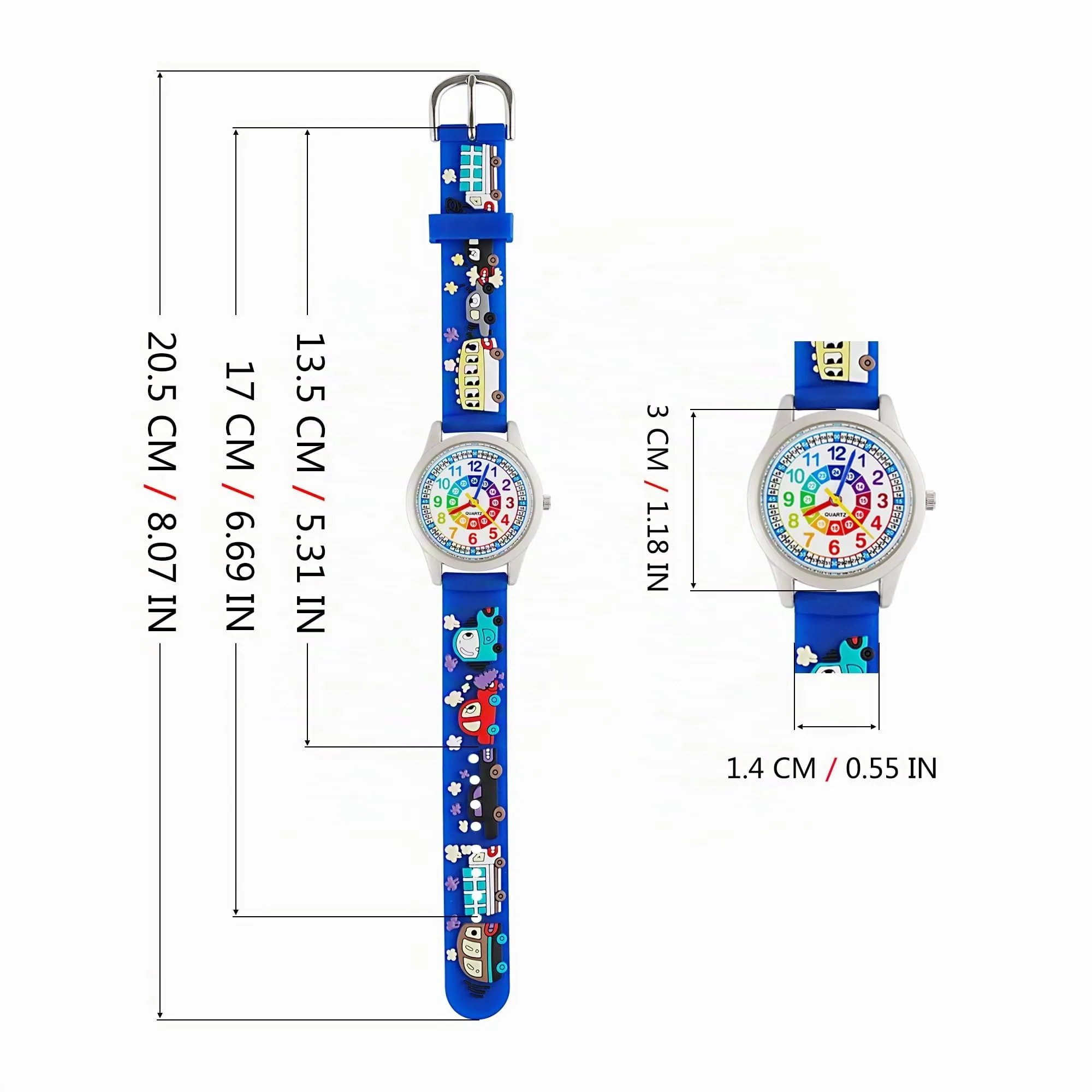 MUXIJIA Orologio Educativo per Bambini - Analogico Quarzo Orologi da Polso per Ragazzi e Ragazze - 3D Cartone Animato Cinturino in Silicone Orologio per Bambini e Ragazzi da 3-10 Anni - immagine 3