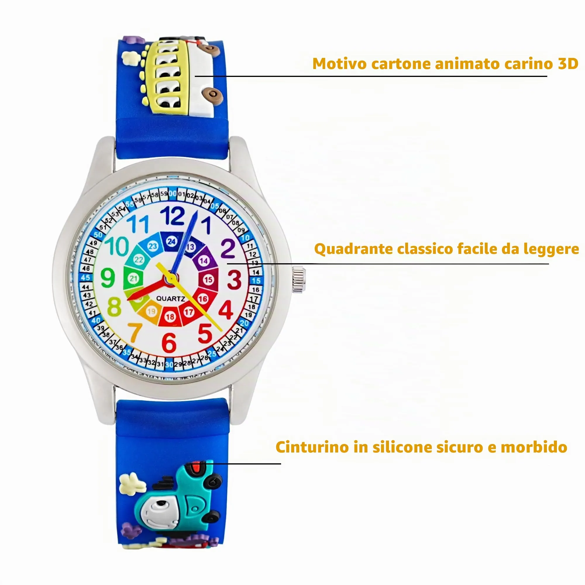 MUXIJIA Orologio Educativo per Bambini - Analogico Quarzo Orologi da Polso per Ragazzi e Ragazze - 3D Cartone Animato Cinturino in Silicone Orologio per Bambini e Ragazzi da 3-10 Anni - immagine 5