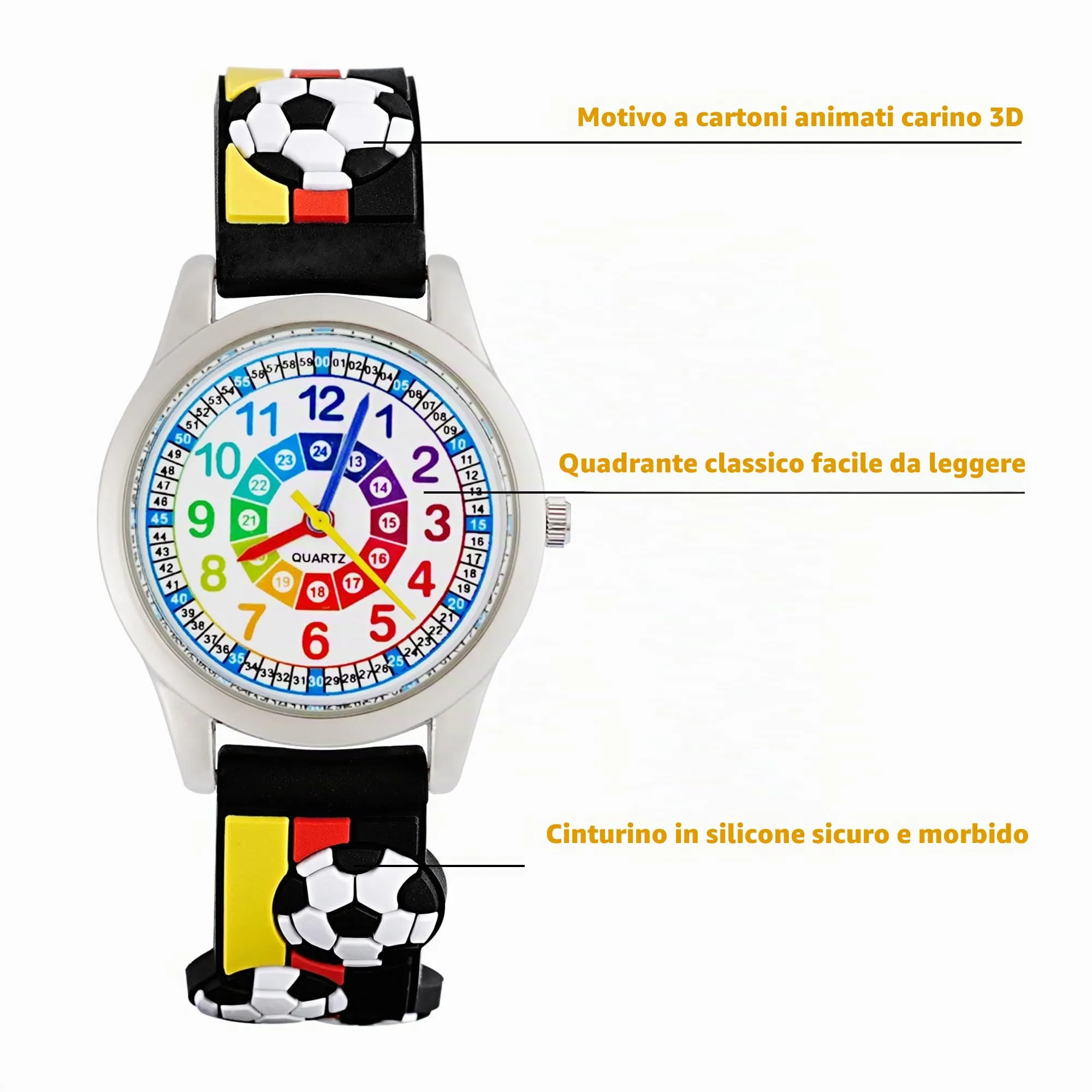 MUXIJIA Orologio Educativo per Bambini - Analogico Quarzo Orologi da Polso per Ragazzi e Ragazze - 3D Cartone Animato Cinturino in Silicone Orologio per Bambini e Ragazzi da 3-10 Anni - immagine 5