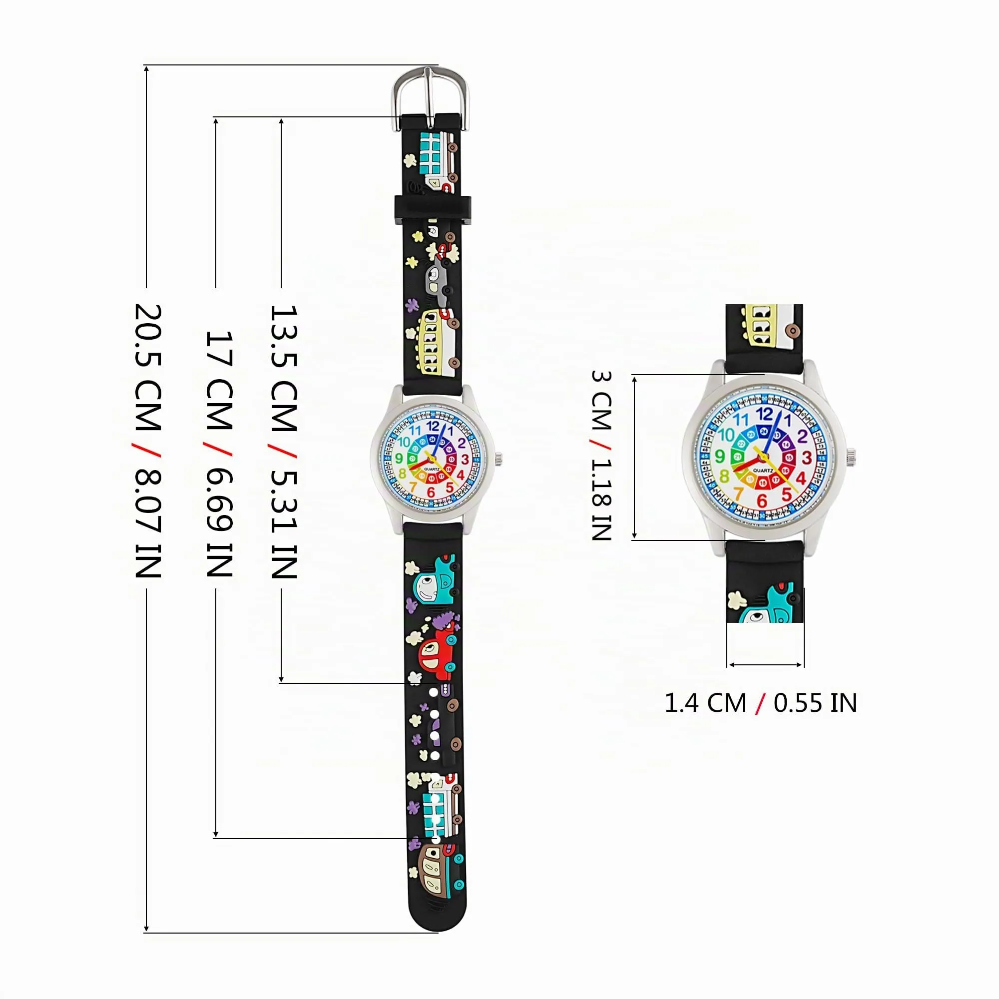 MUXIJIA Orologio Educativo per Bambini - Analogico Quarzo Orologi da Polso per Ragazzi e Ragazze - 3D Cartone Animato Cinturino in Silicone Orologio per Bambini e Ragazzi da 3-10 Anni - immagine 3