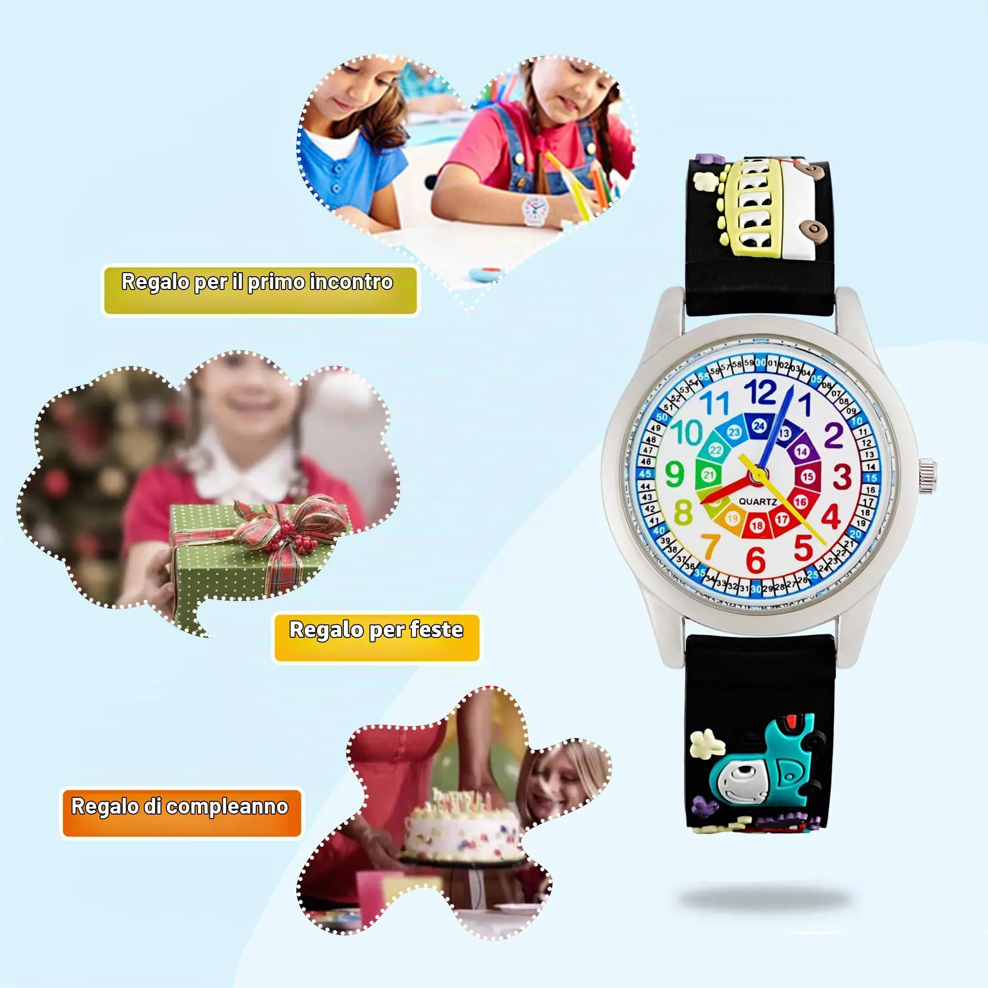 MUXIJIA Orologio Educativo per Bambini - Analogico Quarzo Orologi da Polso per Ragazzi e Ragazze - 3D Cartone Animato Cinturino in Silicone Orologio per Bambini e Ragazzi da 3-10 Anni - immagine 6