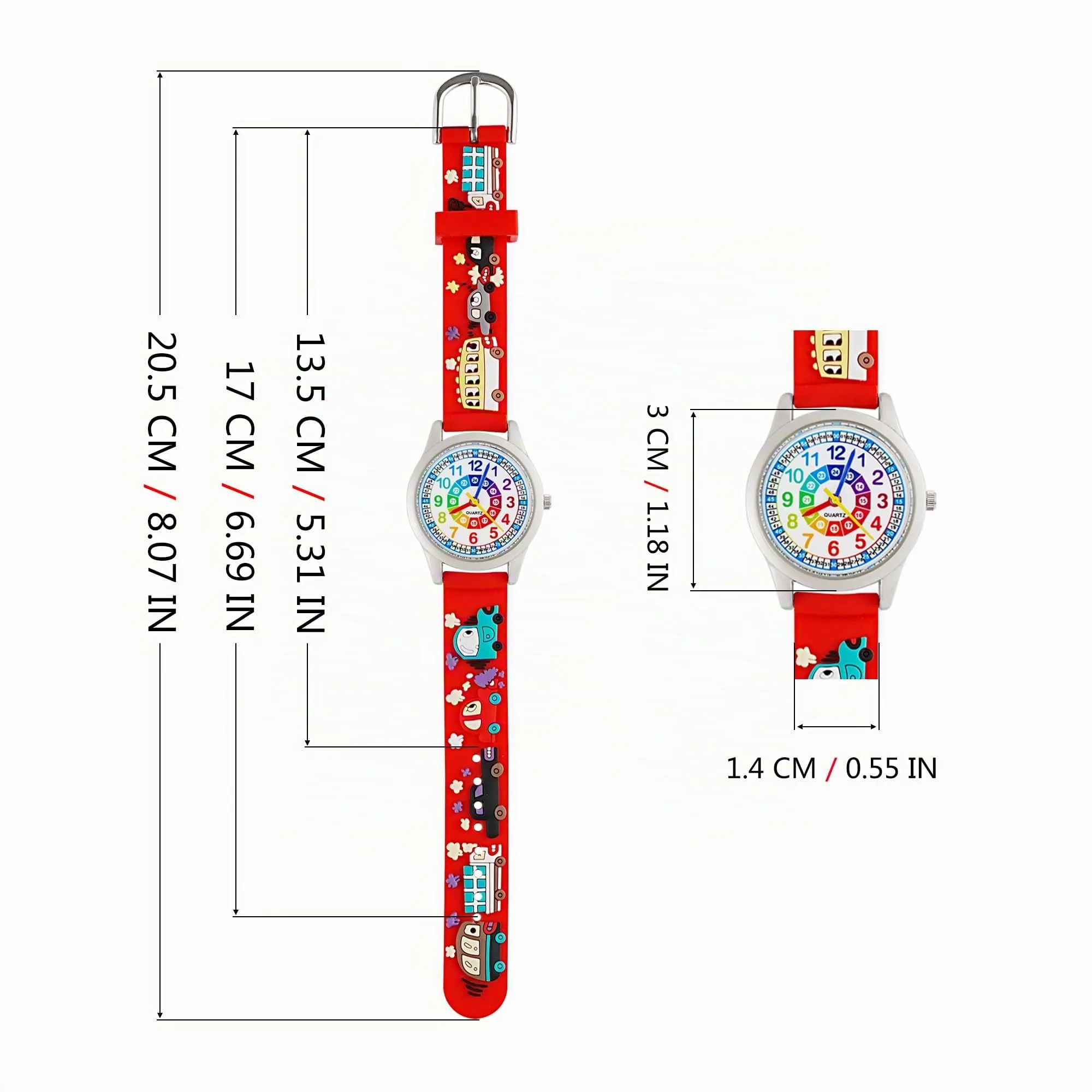MUXIJIA Orologio Educativo per Bambini - Analogico Quarzo Orologi da Polso per Ragazzi e Ragazze - 3D Cartone Animato Cinturino in Silicone Orologio per Bambini e Ragazzi da 3-10 Anni - immagine 3