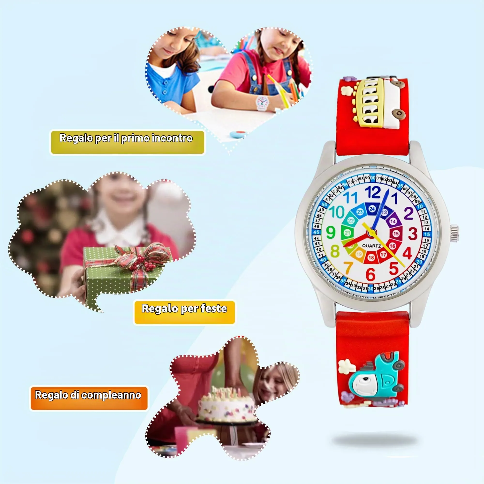 MUXIJIA Orologio Educativo per Bambini - Analogico Quarzo Orologi da Polso per Ragazzi e Ragazze - 3D Cartone Animato Cinturino in Silicone Orologio per Bambini e Ragazzi da 3-10 Anni - immagine 6