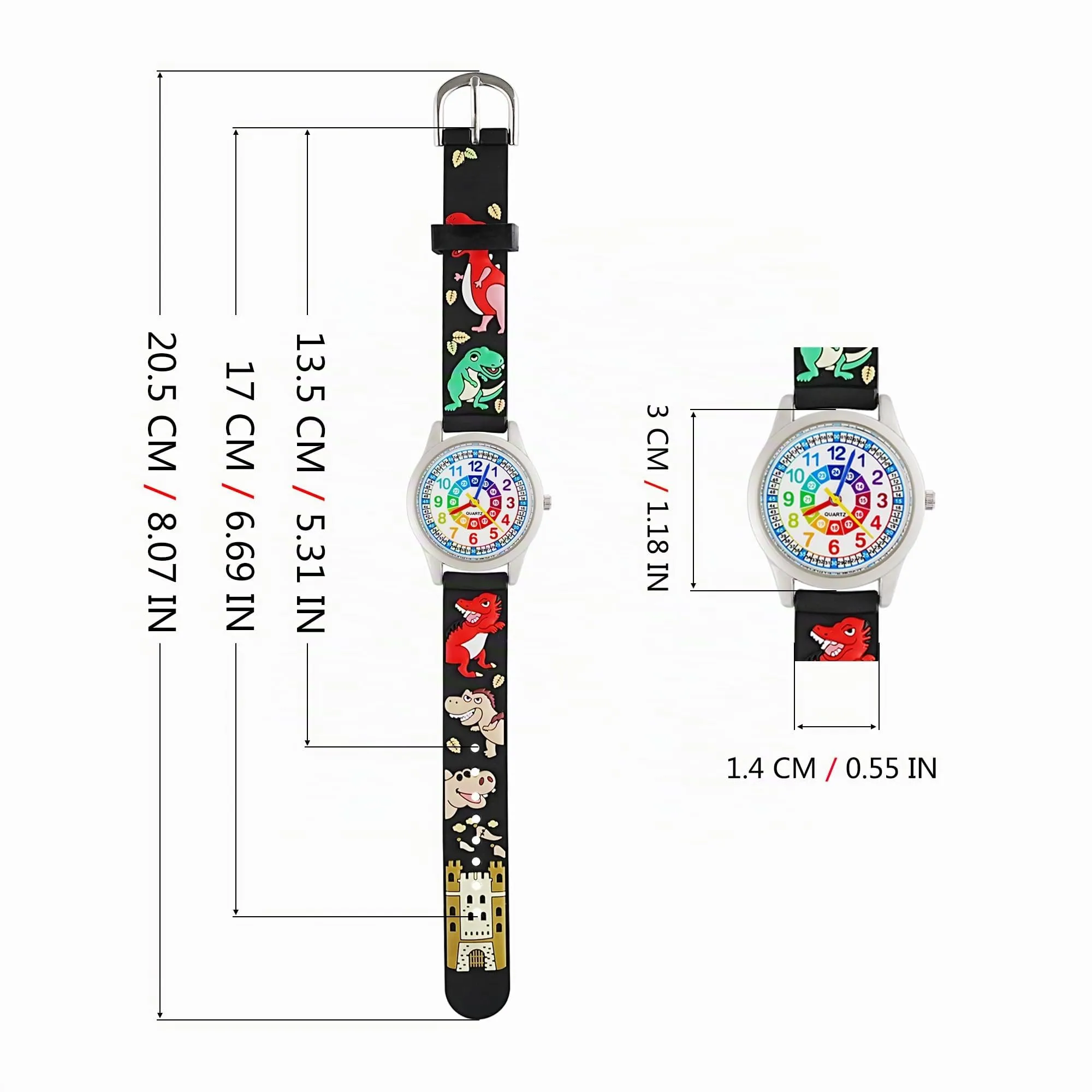 MUXIJIA Orologio Educativo per Bambini - Analogico Quarzo Orologi da Polso per Ragazzi e Ragazze - 3D Cartone Animato Cinturino in Silicone Orologio per Bambini e Ragazzi da 3-10 Anni - immagine 3
