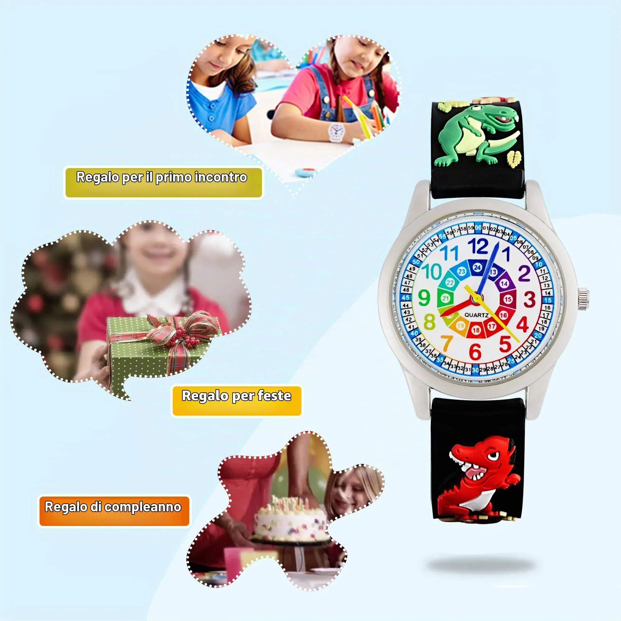 MUXIJIA Orologio Educativo per Bambini - Analogico Quarzo Orologi da Polso per Ragazzi e Ragazze - 3D Cartone Animato Cinturino in Silicone Orologio per Bambini e Ragazzi da 3-10 Anni - immagine 6
